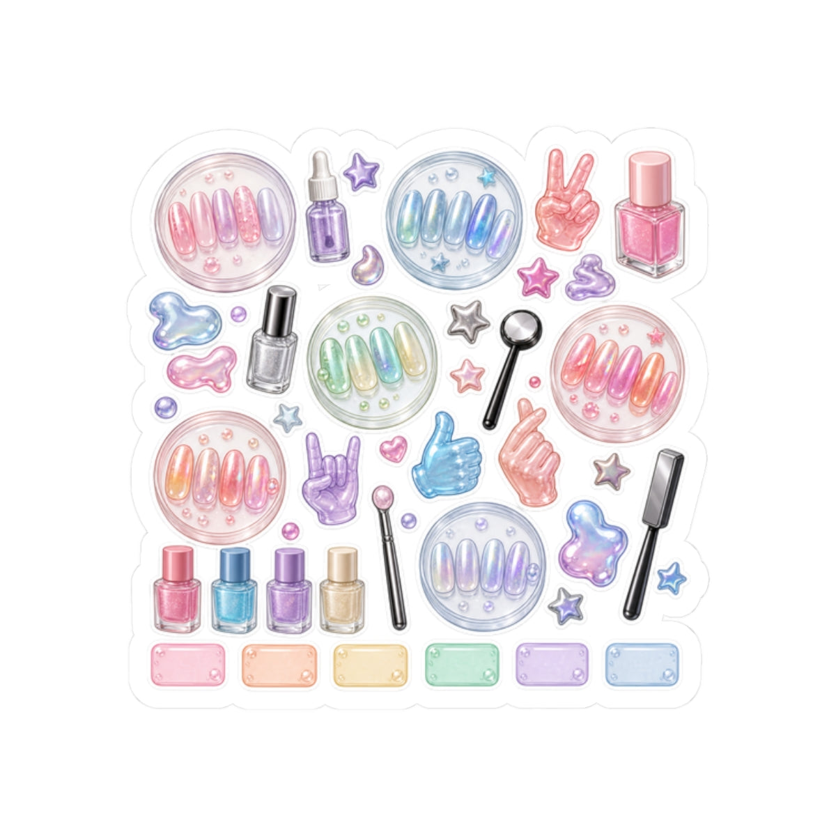 Jelly Chrome Nail Lab Sticker Sheet | Gummy Aesthetic Manicure Stickers