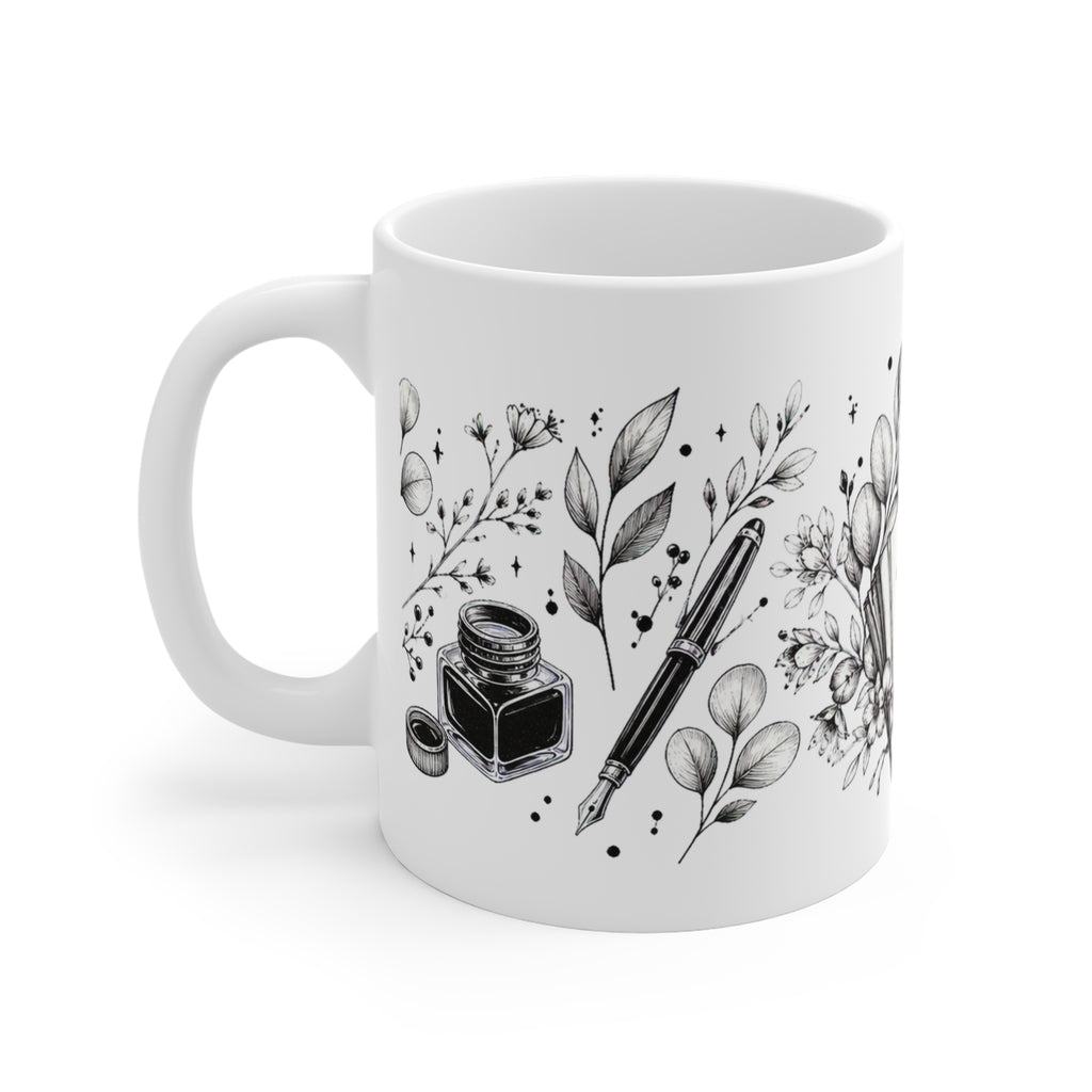 Black Ink Pen-Line Wrap Mug