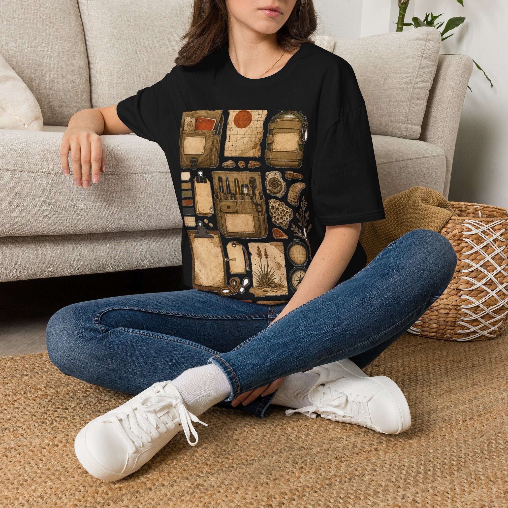 Khaki Coded Pocket Specimen Field Notes Graphic T-Shirt