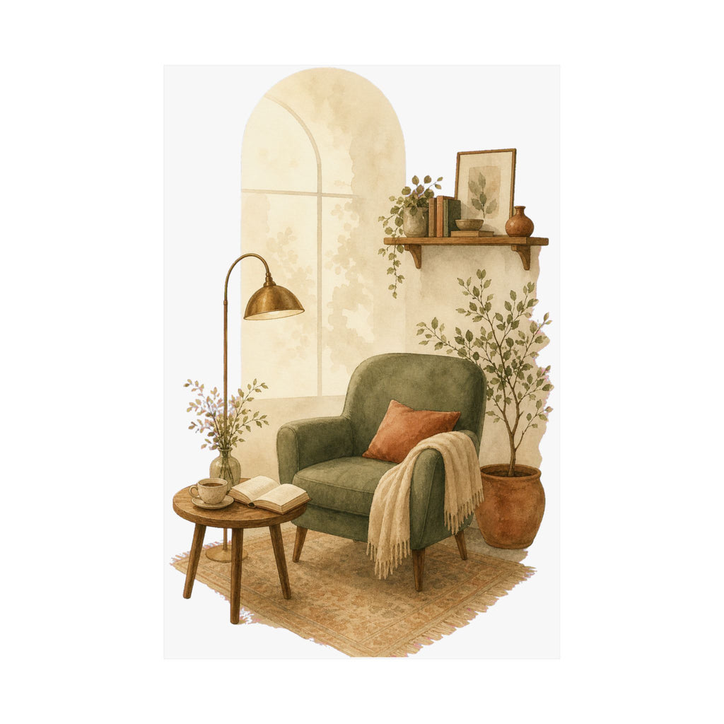 Minimal Reading Nook Art Print