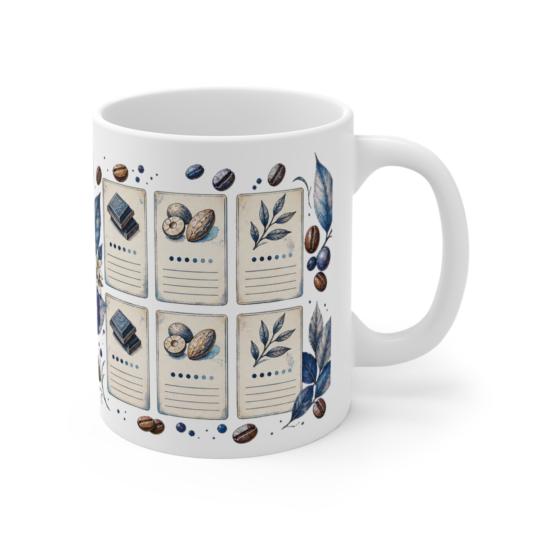 Patina-Blue Coffee Tasting Notes Grid Mug