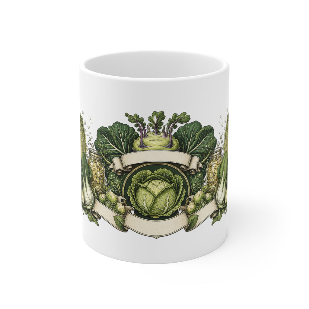 Neo Deco Coffee Mug with Jade Plum Art Deco Fan Design