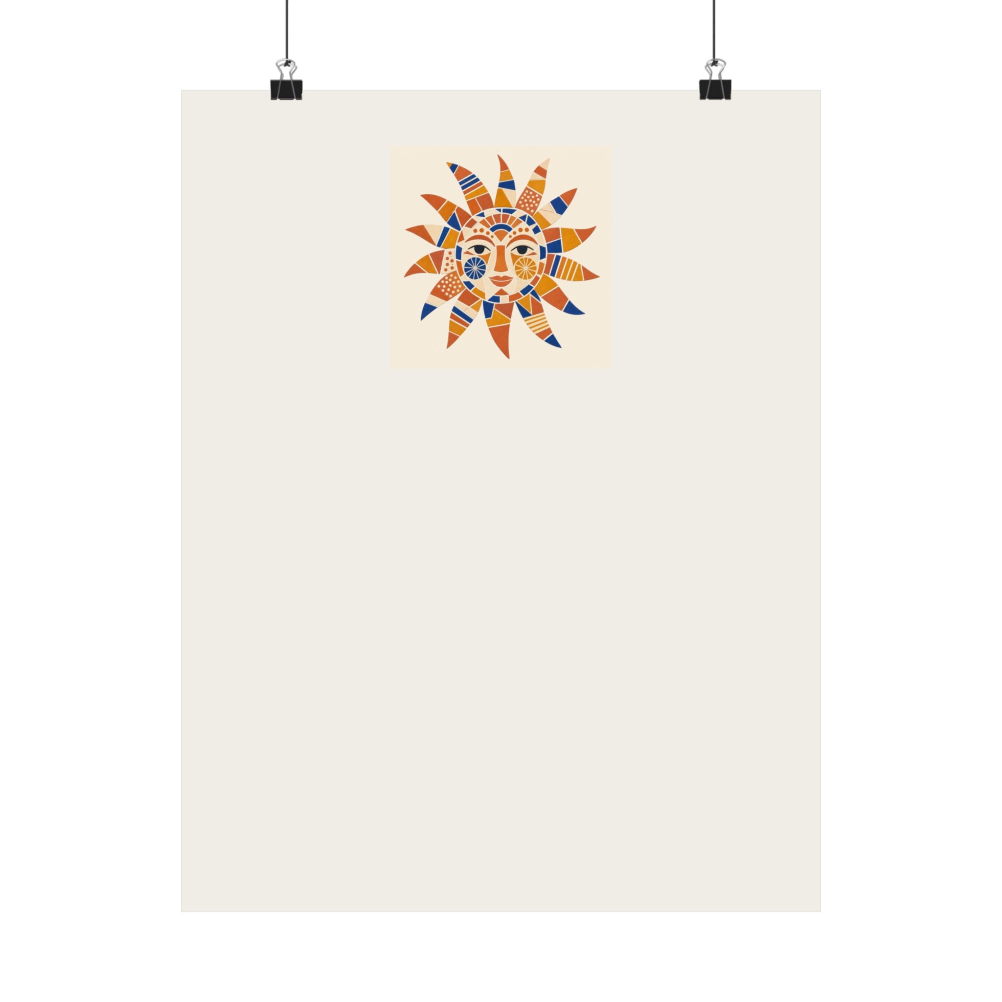 Mosaic Sun Wall Art Print for Colorful Craft Room Decor
