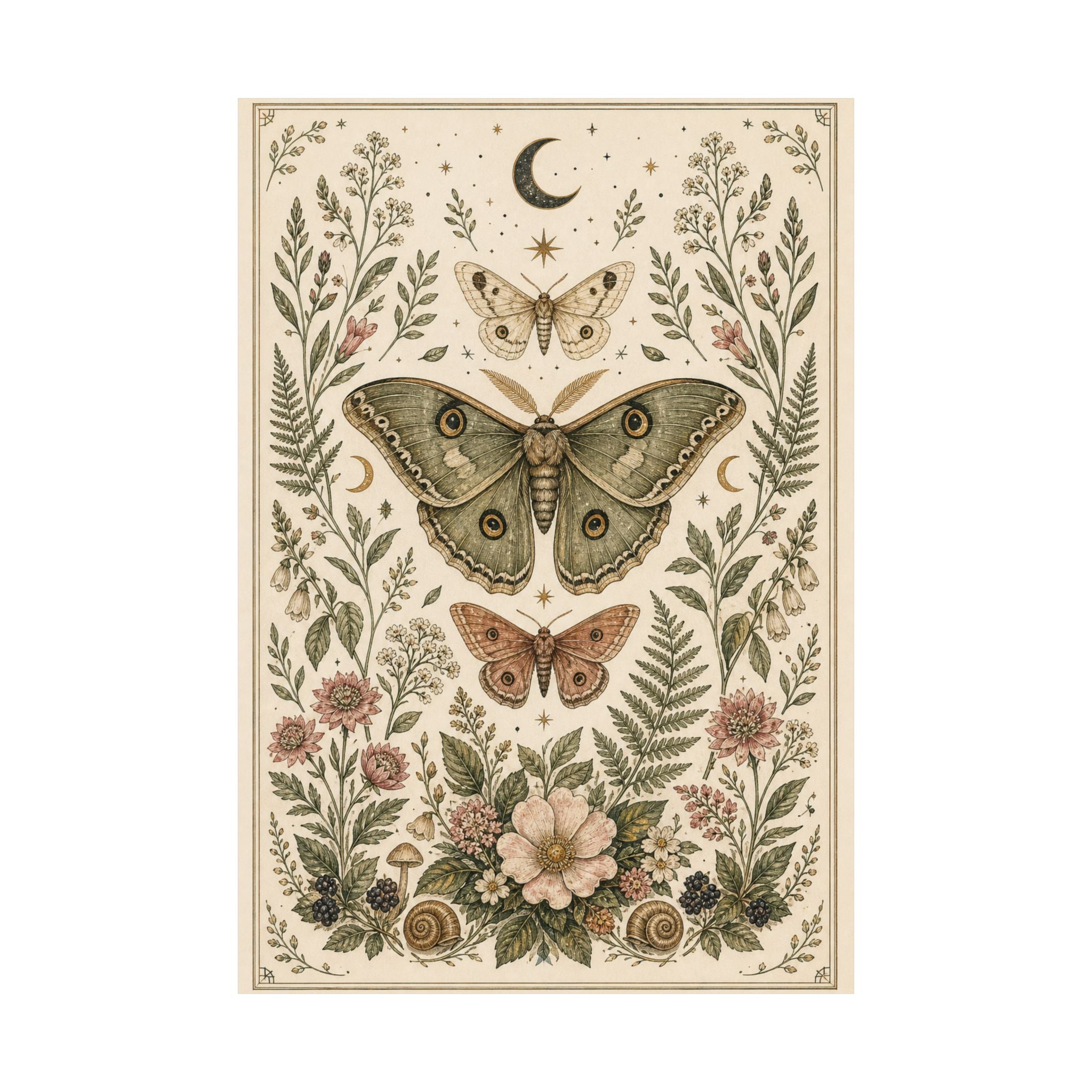 Moth Garden Wall Art Poster