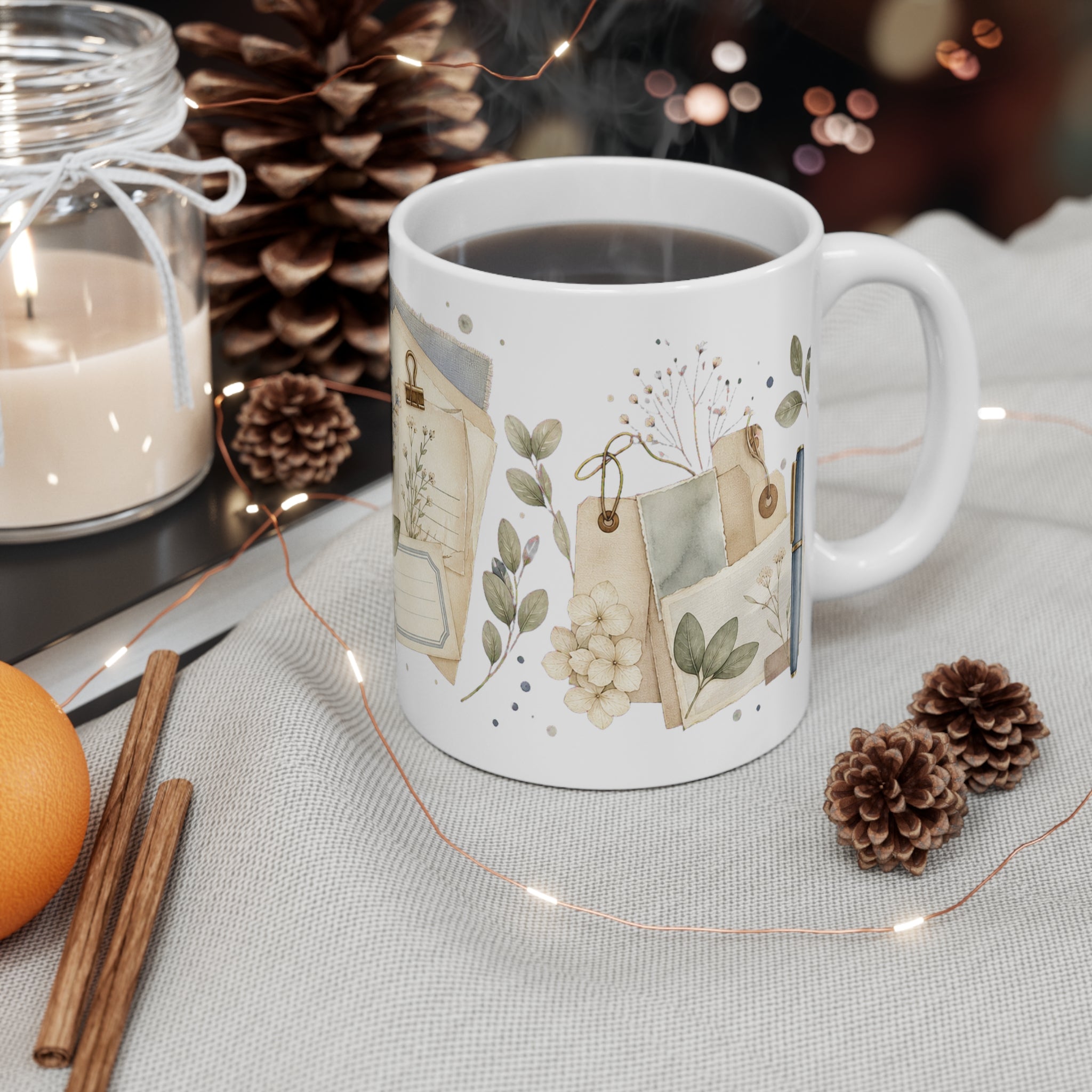Soft Washed-Linen Desk Motif Mug