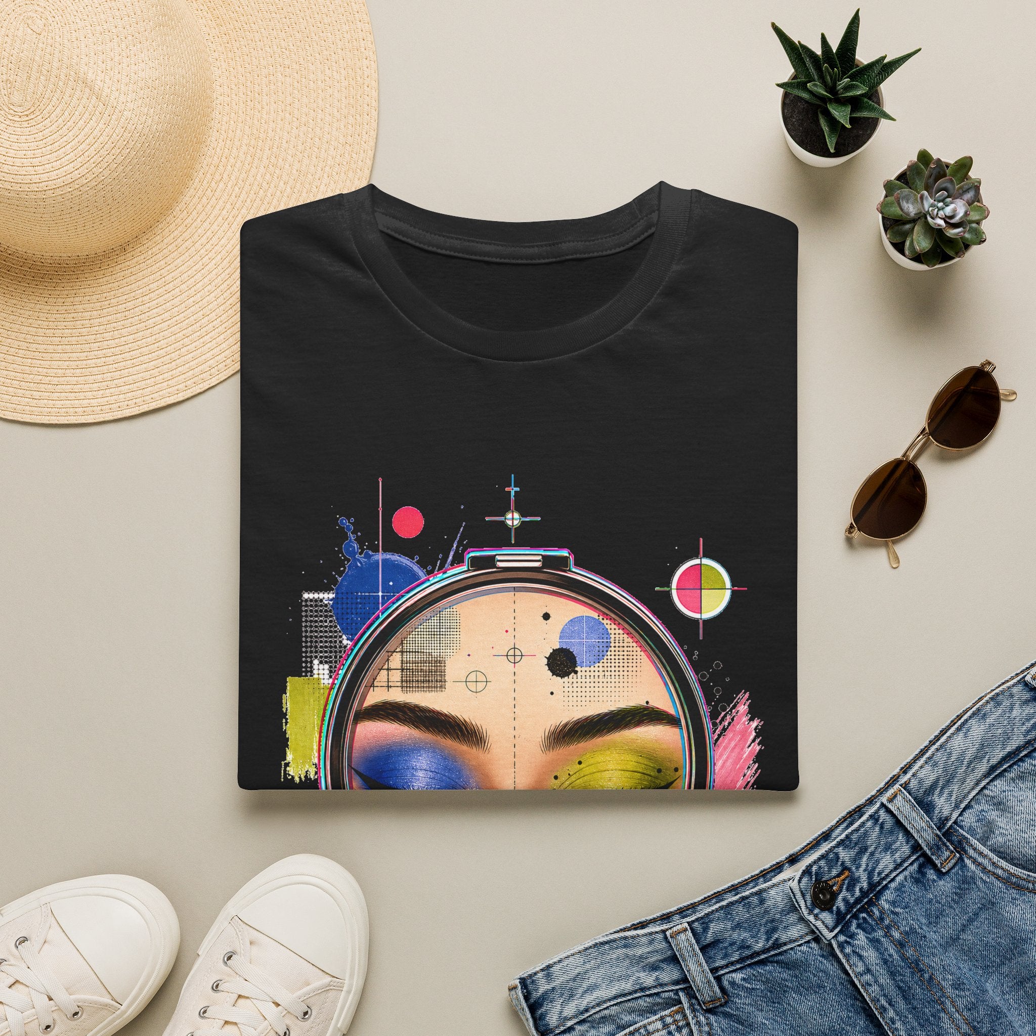 Symmetry Is Out Of Office Glitchy Glam Graphic T-Shirt