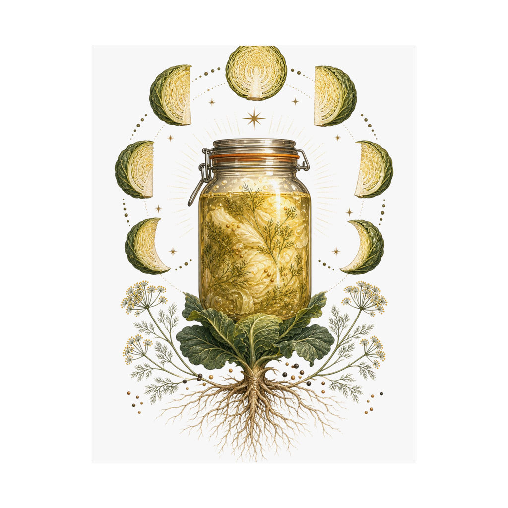 Fermentation Moon Cabbage Poster | Botanical Kitchen Wall Art