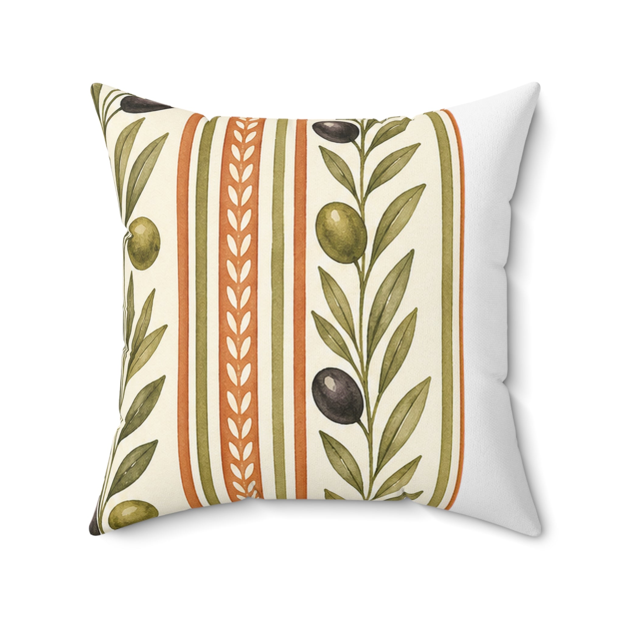 Olive/Clay Stripe Pattern Throw Pillow