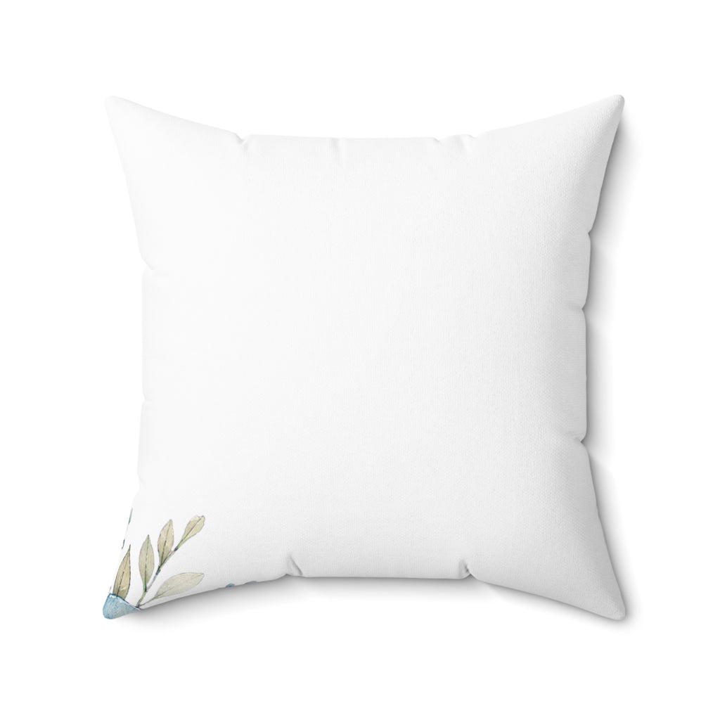 Patina Blue Botanical Corner Pattern Throw Pillow