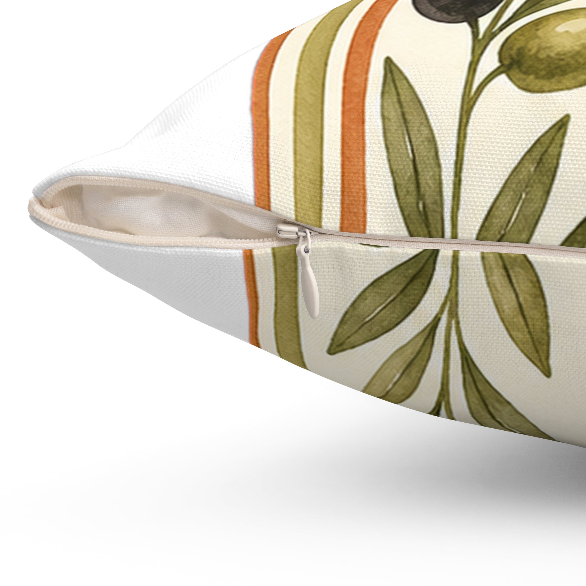 Olive/Clay Stripe Pattern Throw Pillow