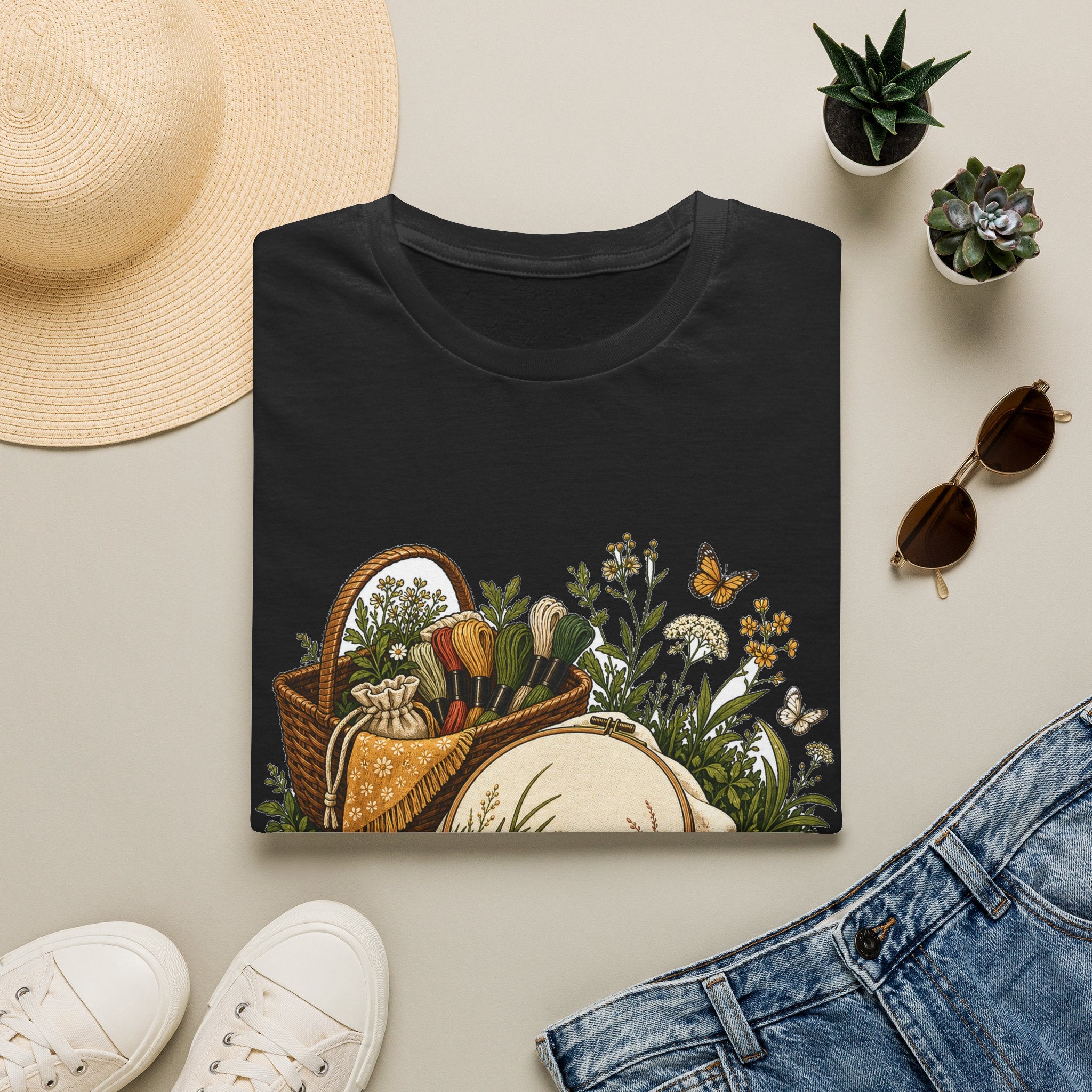 Touching Grass But Counting Stitches Embroidery Shirt