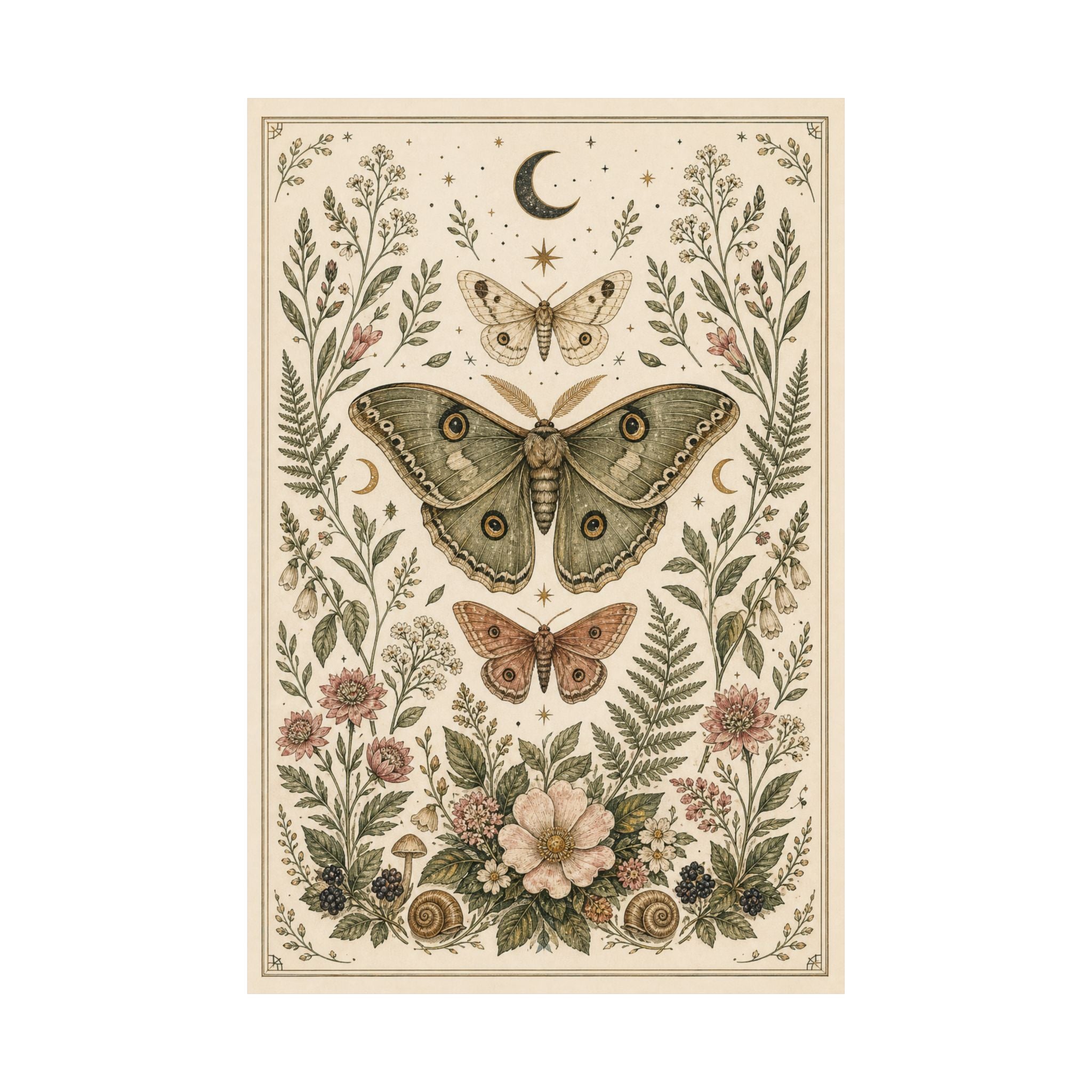 Moth Garden Wall Art Poster