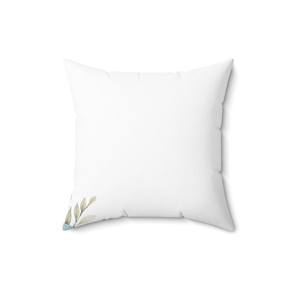 Patina Blue Botanical Corner Pattern Throw Pillow