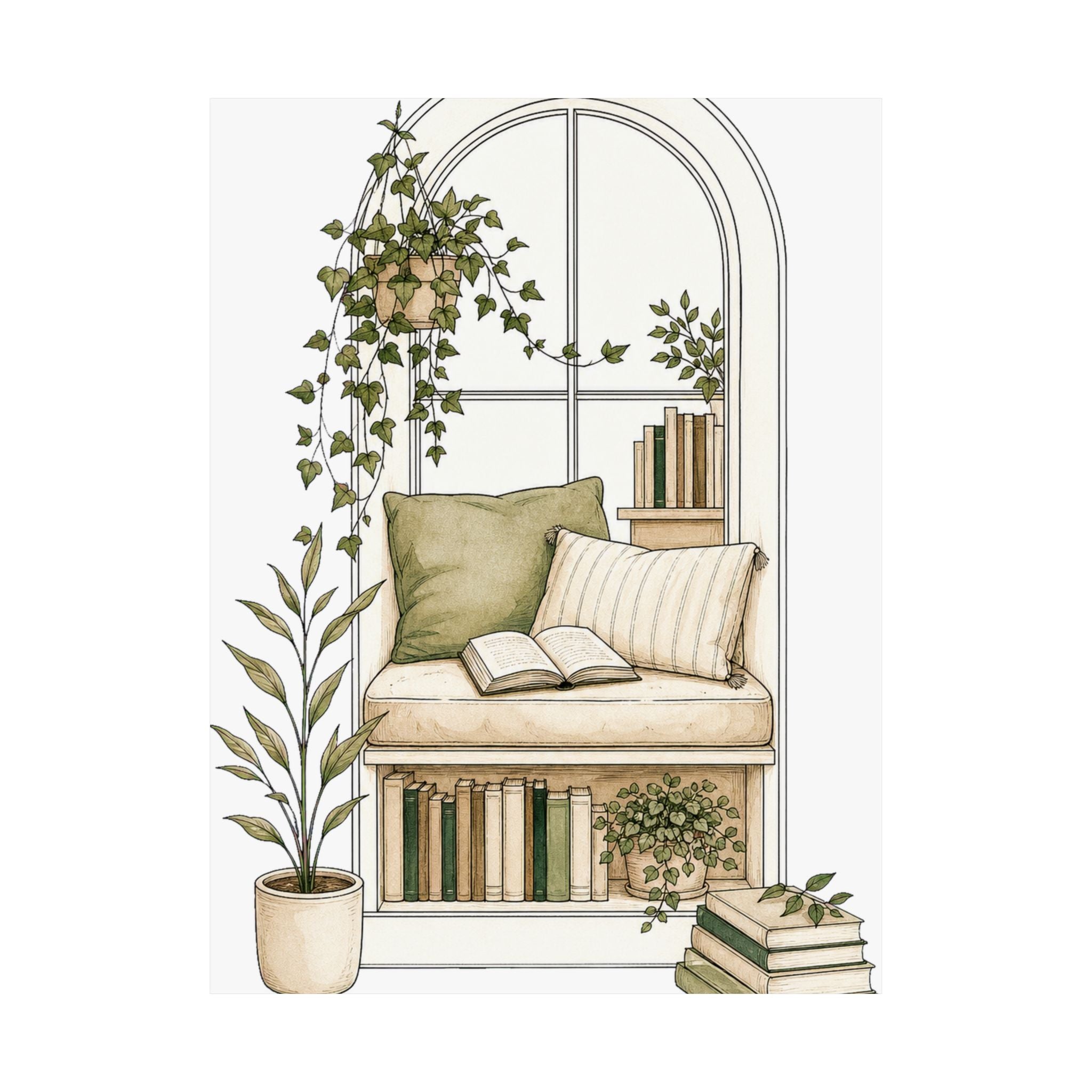 Reading Nook Line Art Poster