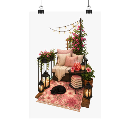 Book Drenching Wall Art Poster for Cozy Home Library Decor
