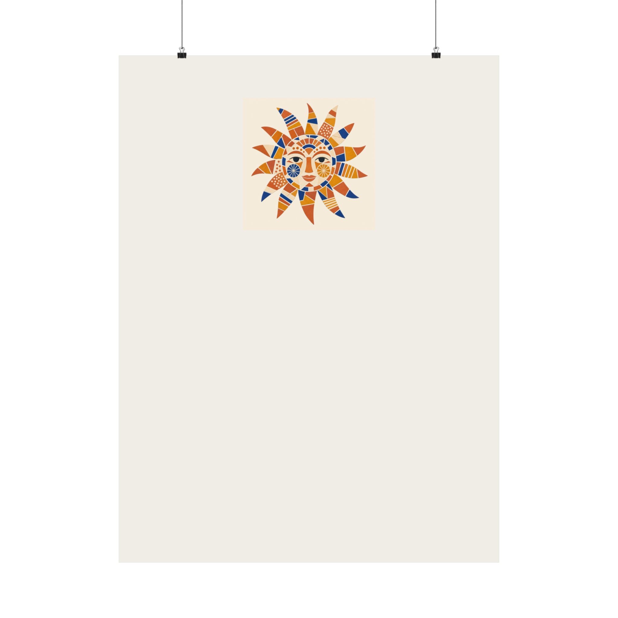 Mosaic Sun Wall Art Print for Colorful Craft Room Decor