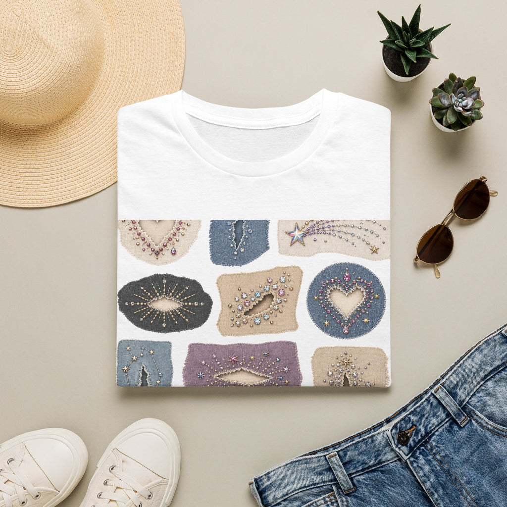 Rhinestone Repair Constellation Visible Mending Graphic T-Shirt