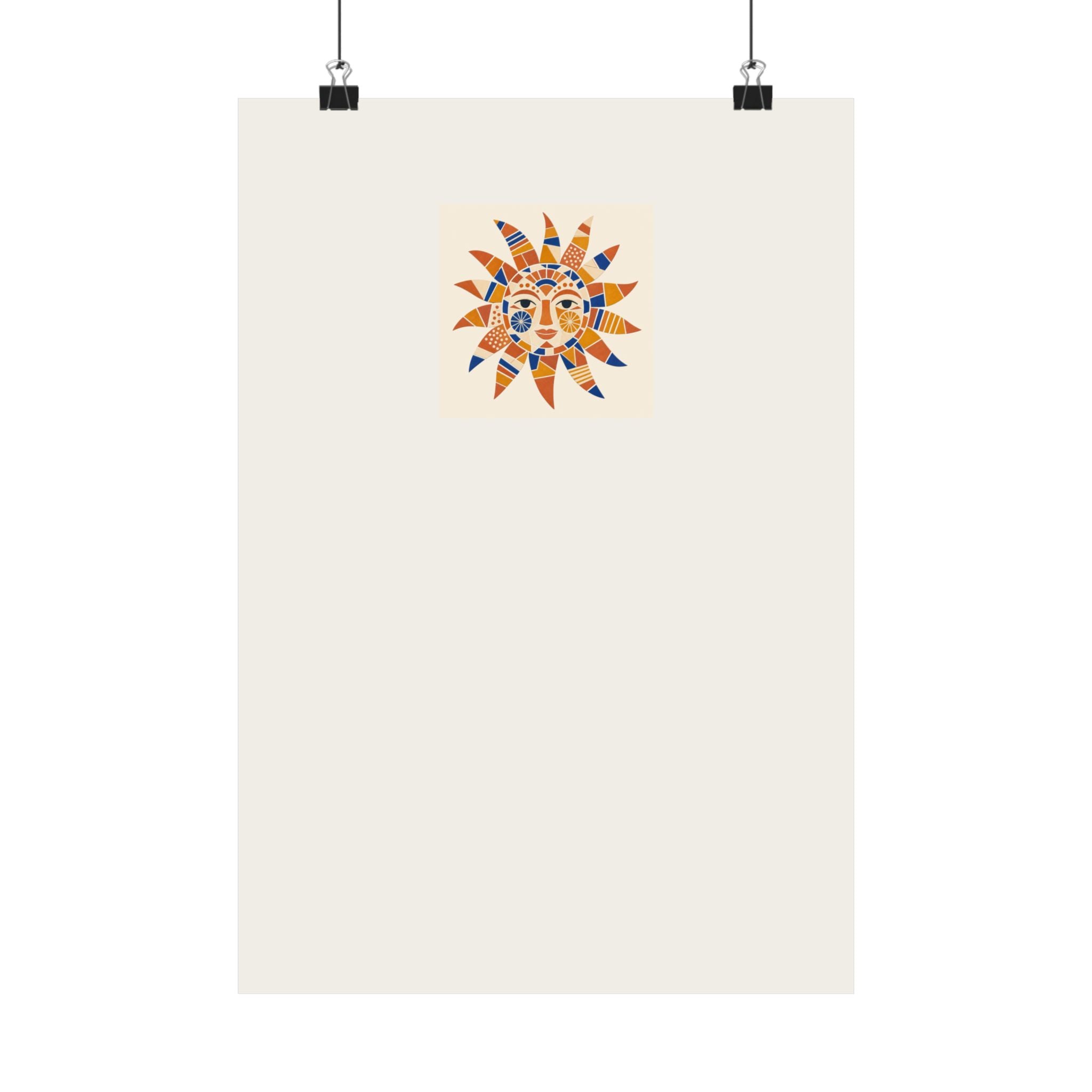 Mosaic Sun Wall Art Print for Colorful Craft Room Decor