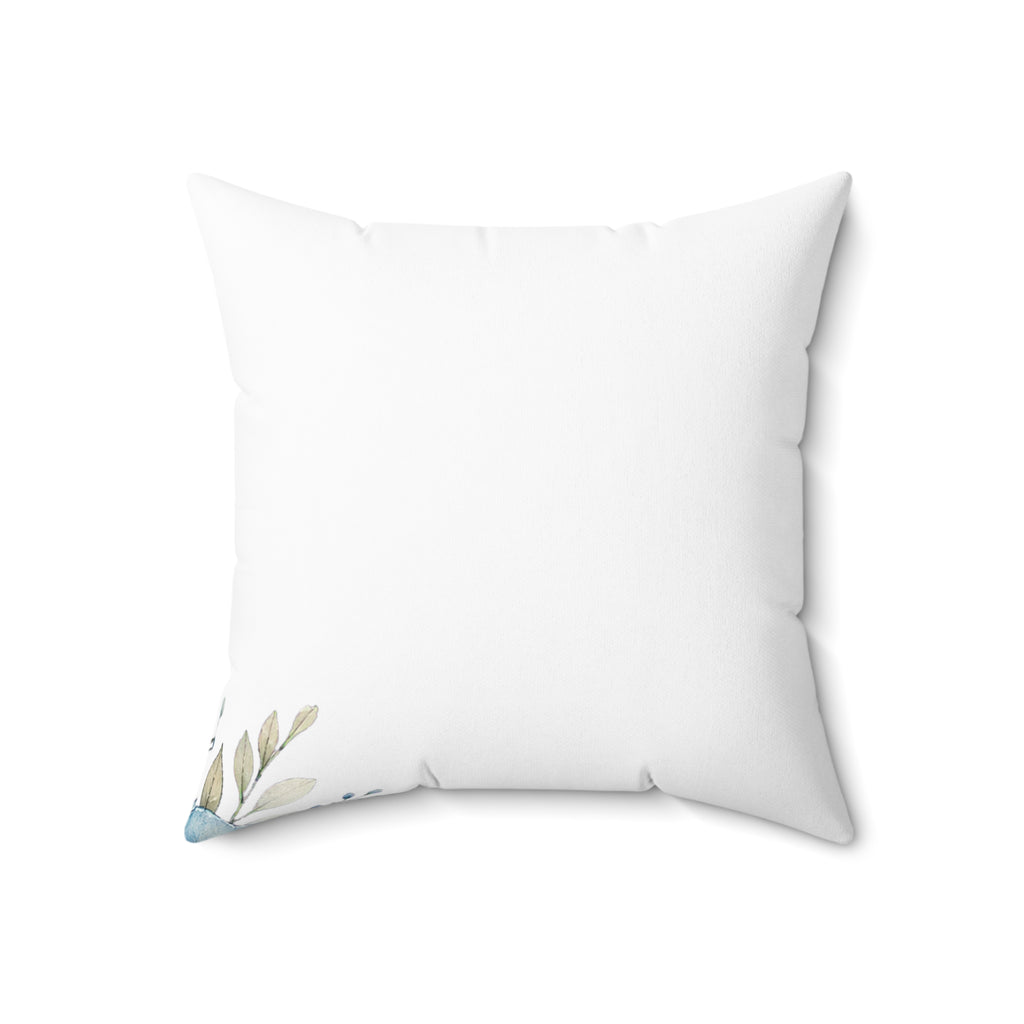 Patina Blue Botanical Corner Pattern Throw Pillow