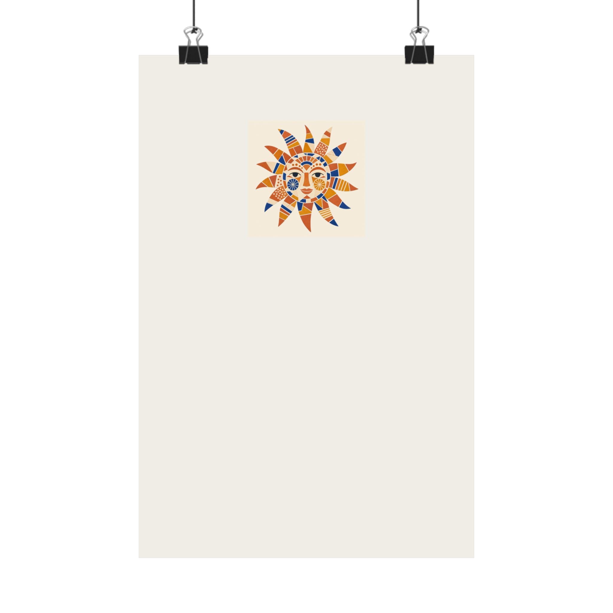 Mosaic Sun Wall Art Print for Colorful Craft Room Decor