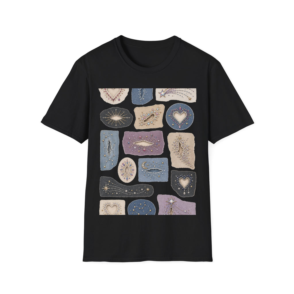 Rhinestone Repair Constellation Visible Mending Graphic T-Shirt