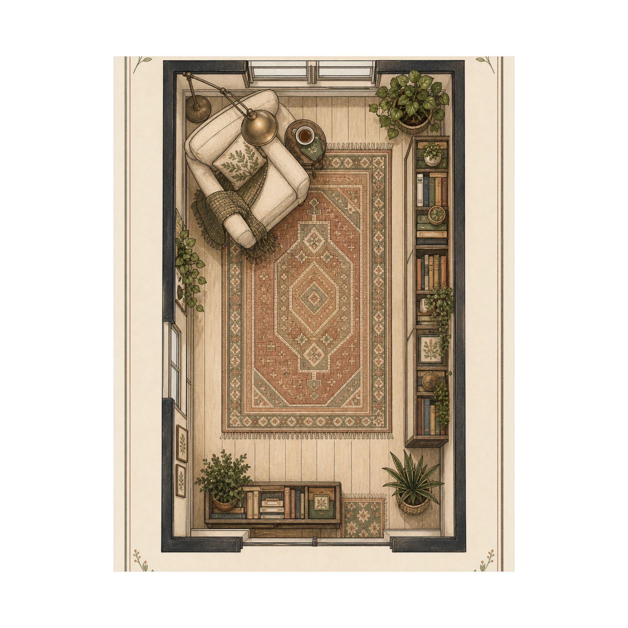 Reading Nook Floorplan Matte Poster