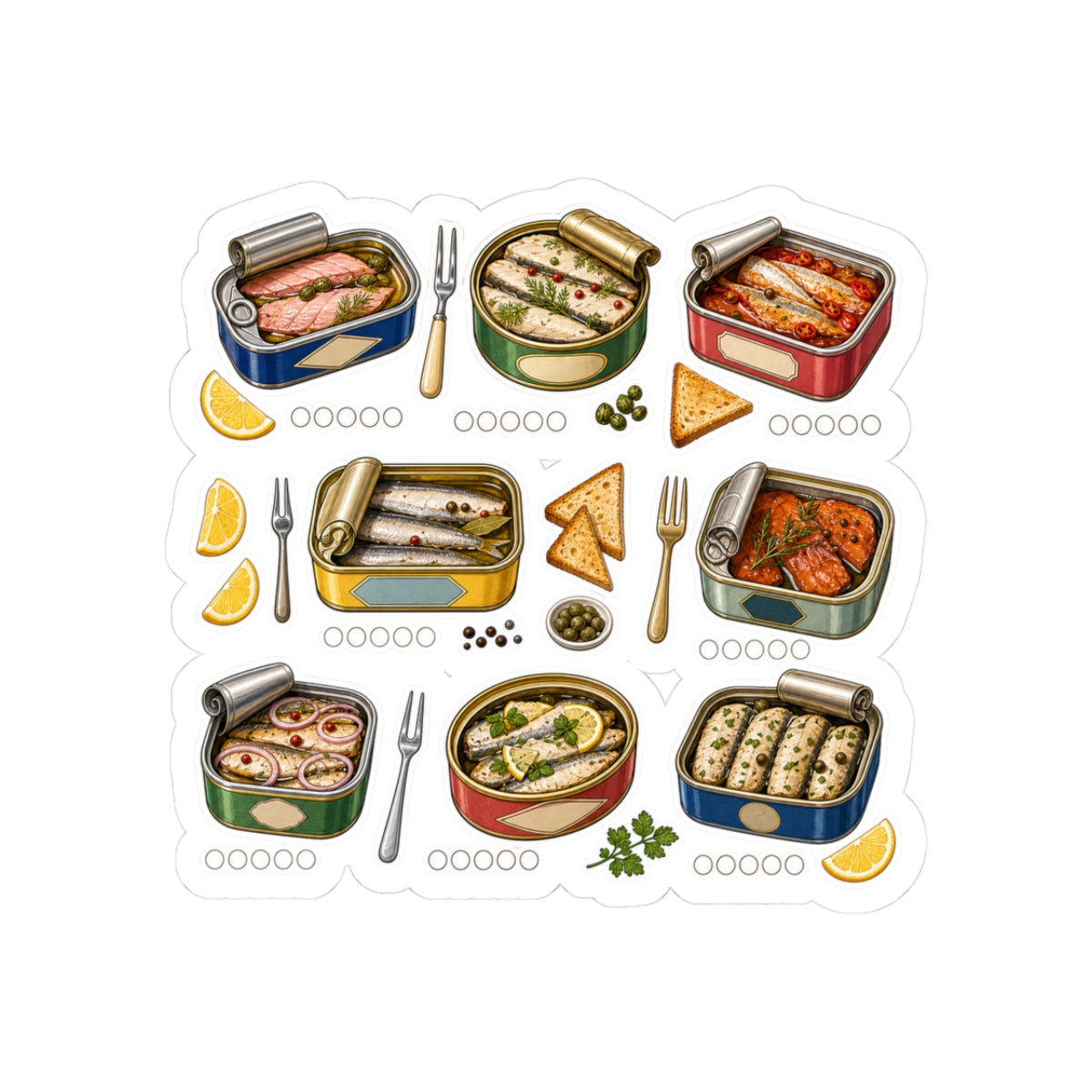 Tin Tasting Flight Sardine Sticker Sheet