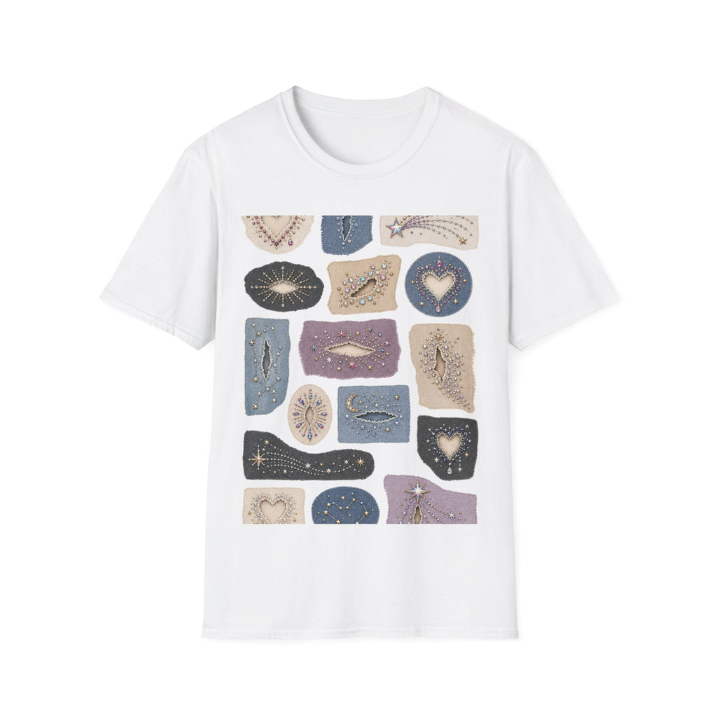 Rhinestone Repair Constellation Visible Mending Graphic T-Shirt