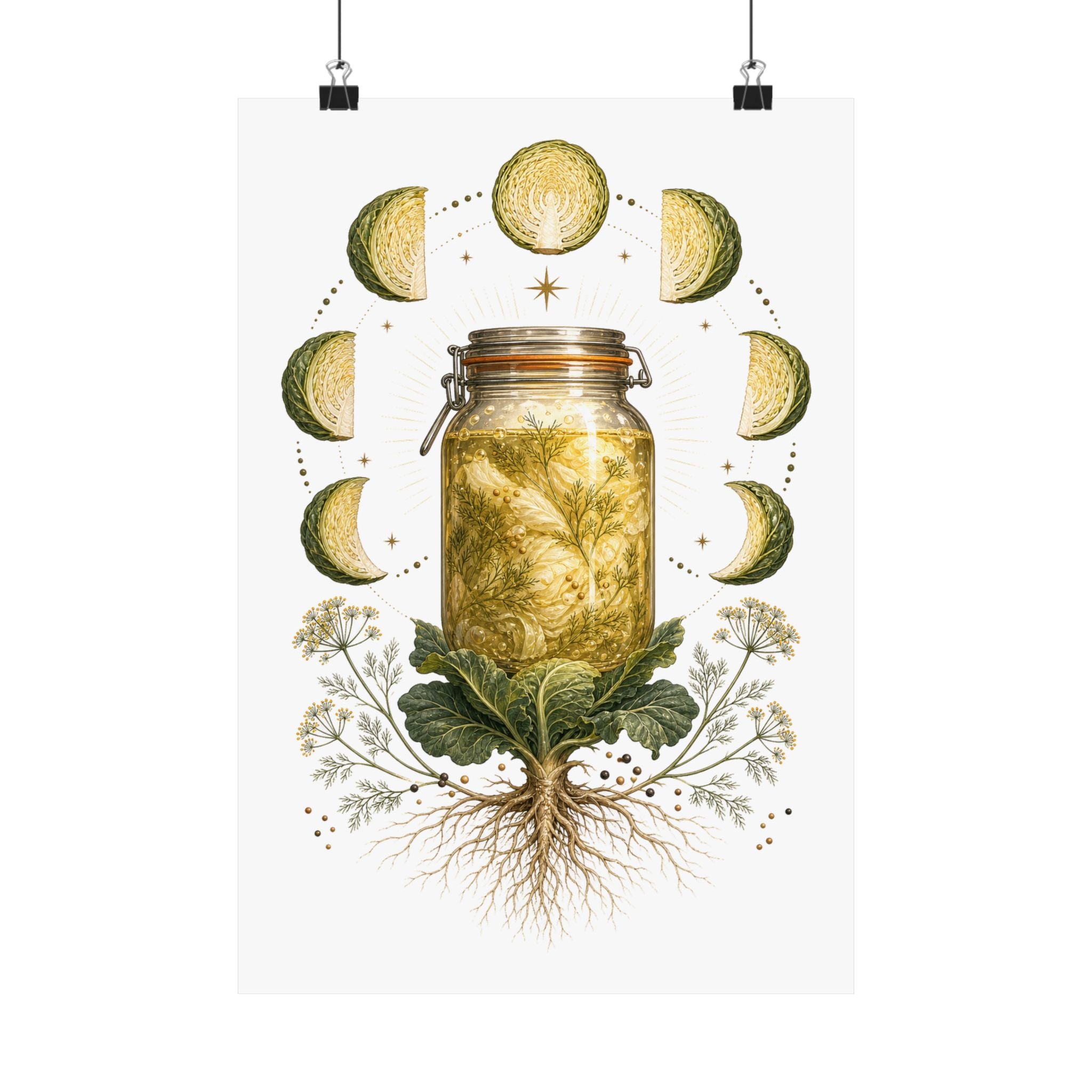 Fermentation Moon Cabbage Poster | Botanical Kitchen Wall Art