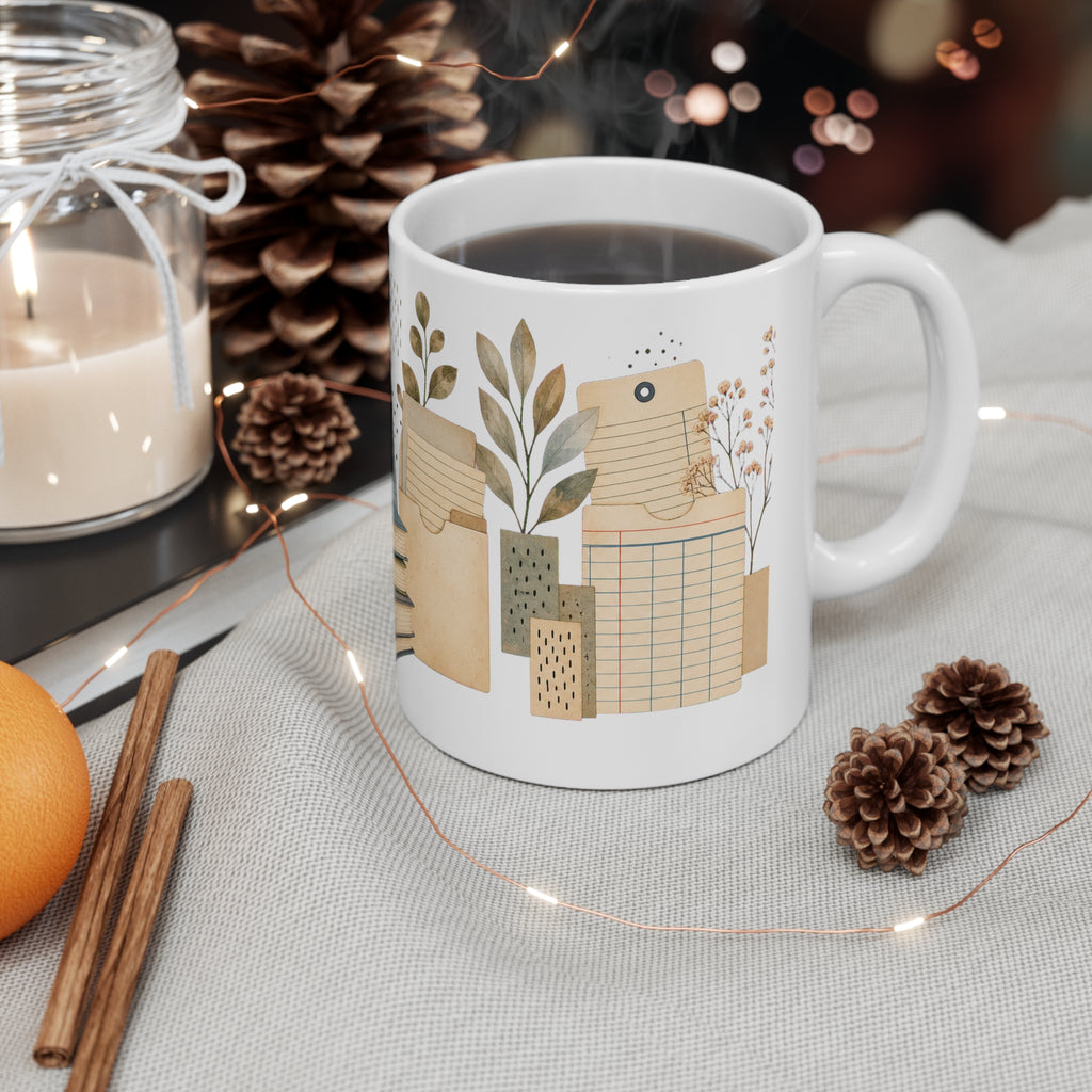 Library Checkout Card Pattern Muted Mug