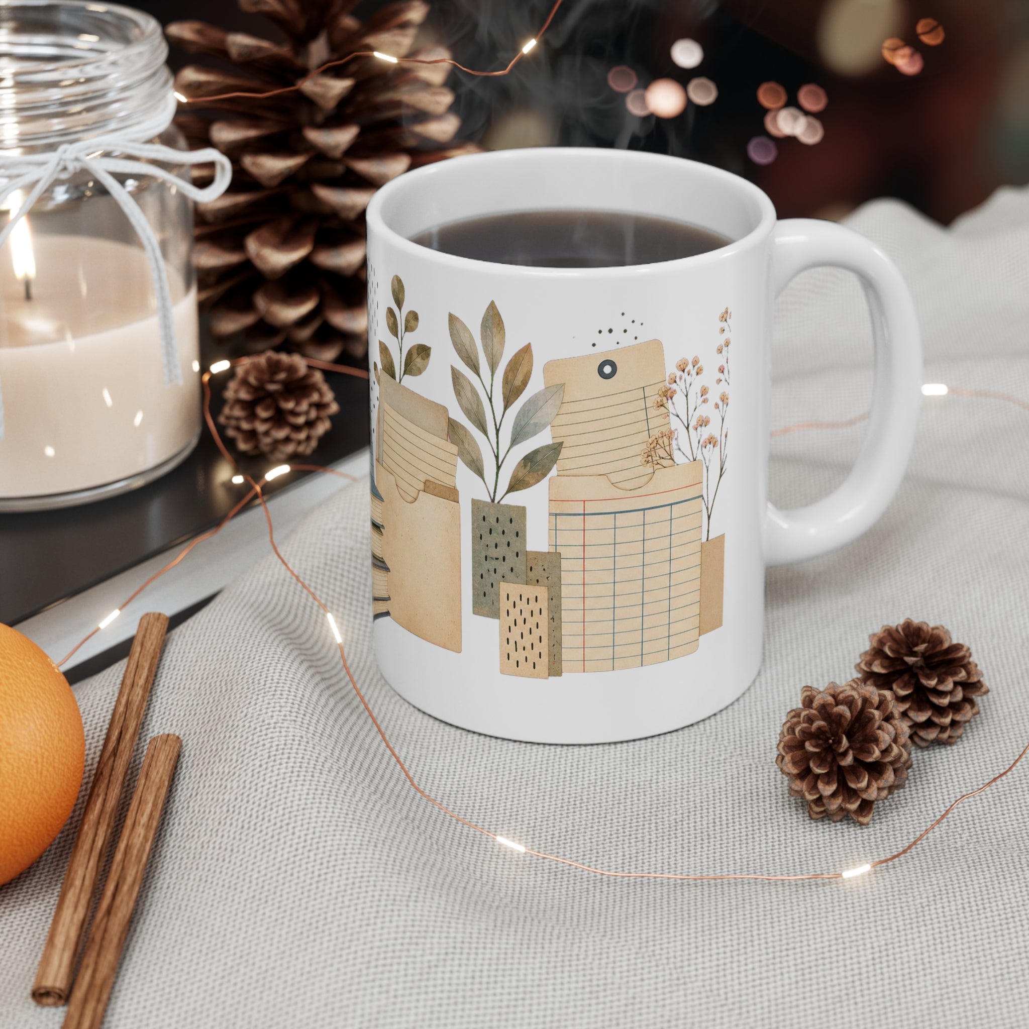 Library Checkout Card Pattern Muted Mug