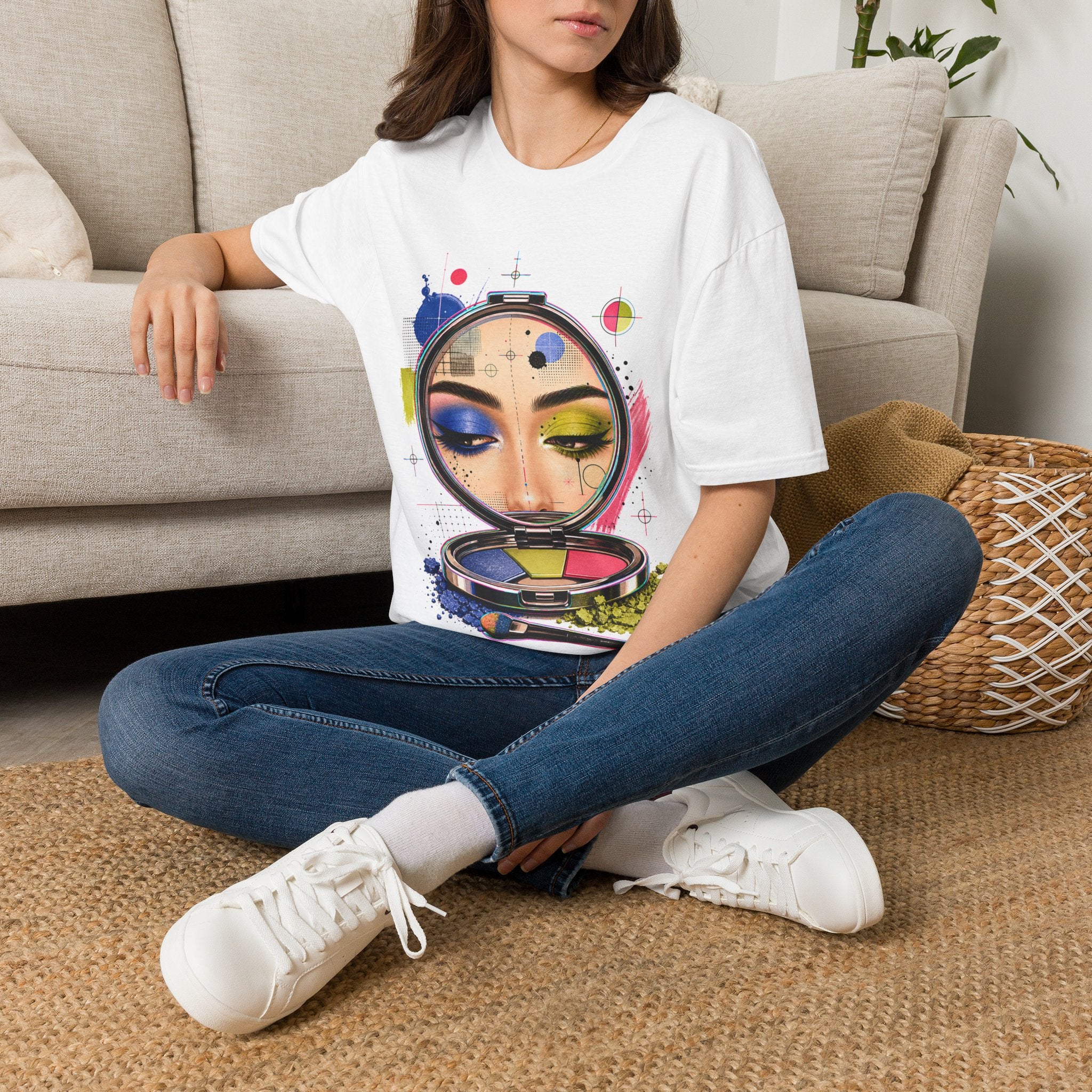 Symmetry Is Out Of Office Glitchy Glam Graphic T-Shirt