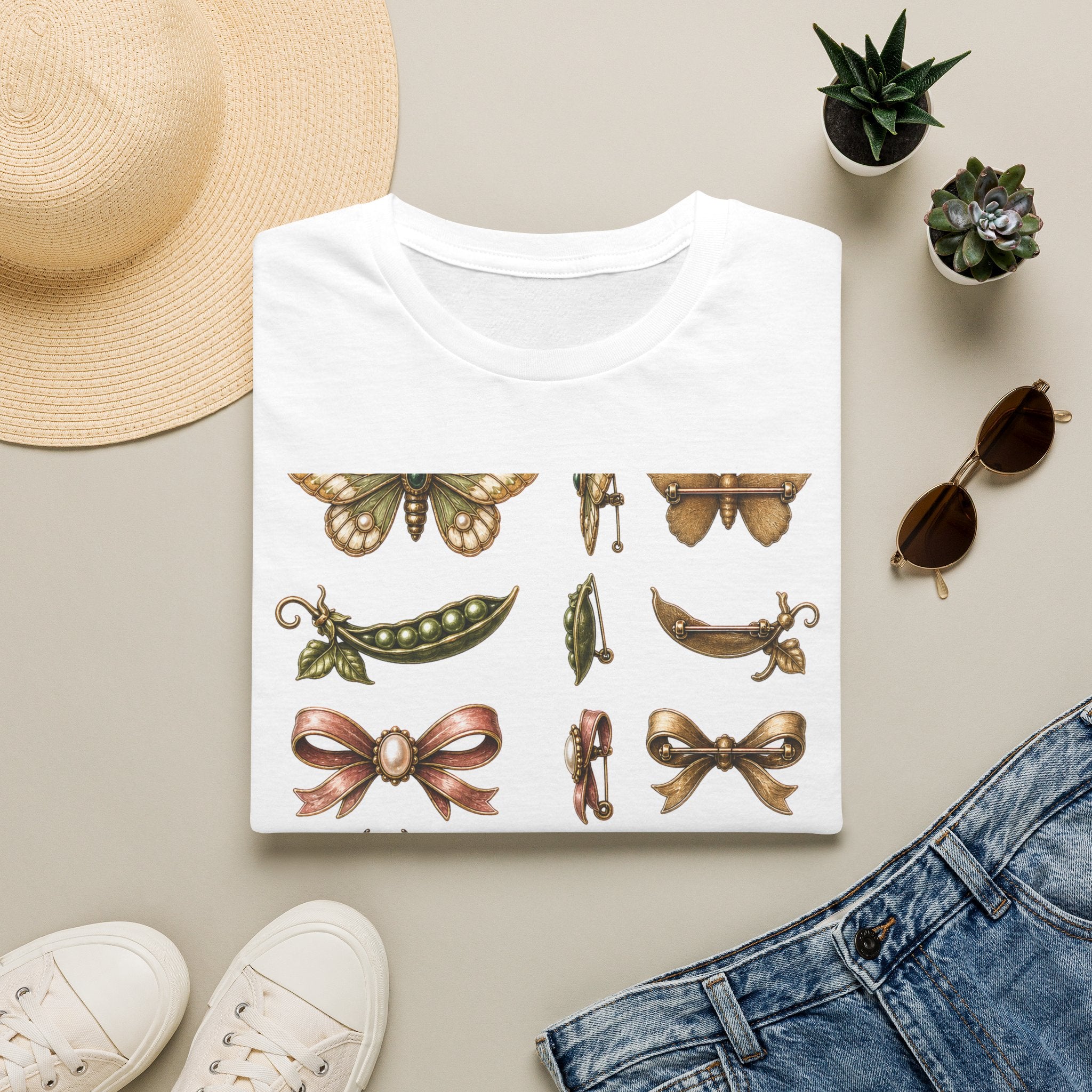 Vintage Brooch Field Guide Graphic T-Shirt