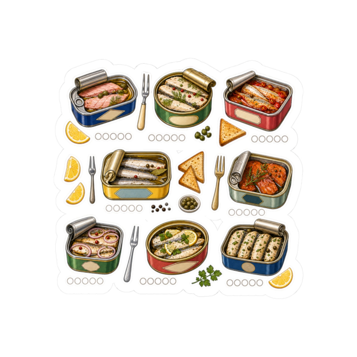 Tin Tasting Flight Sardine Sticker Sheet