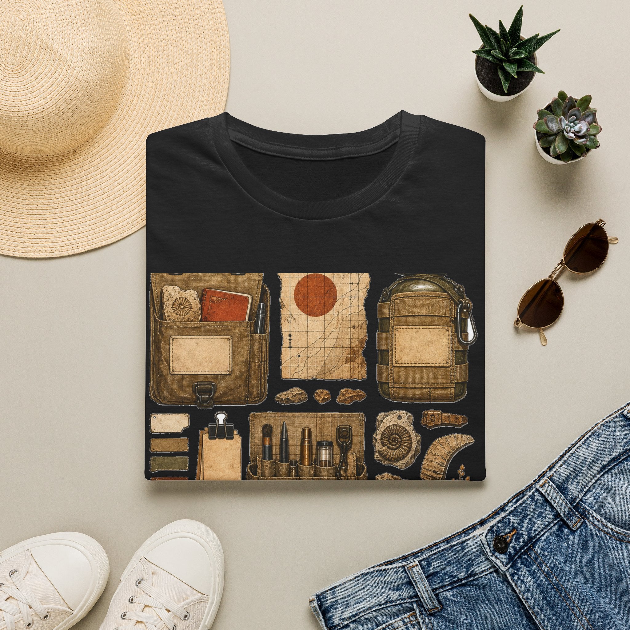 Khaki Coded Pocket Specimen Field Notes Graphic T-Shirt