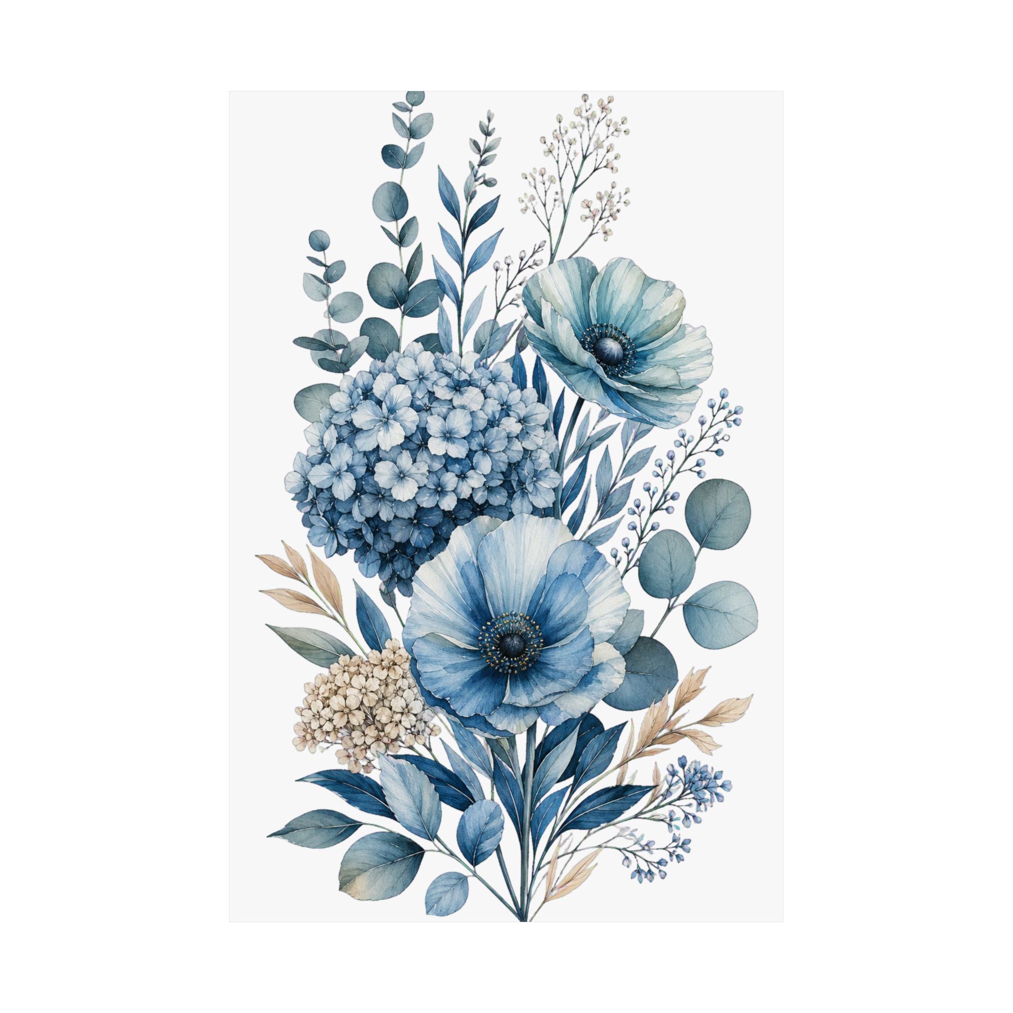 Patina Blue Botanical Wall Print Poster