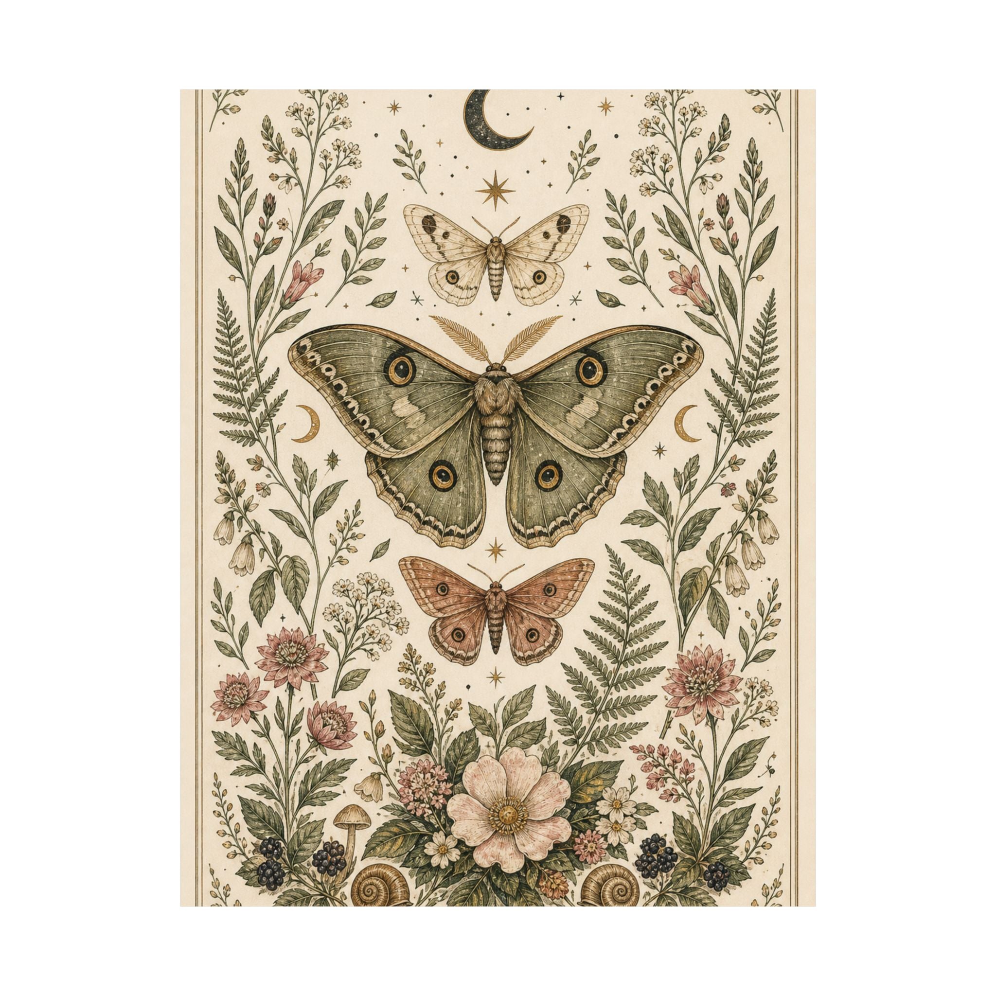 Moth Garden Wall Art Poster