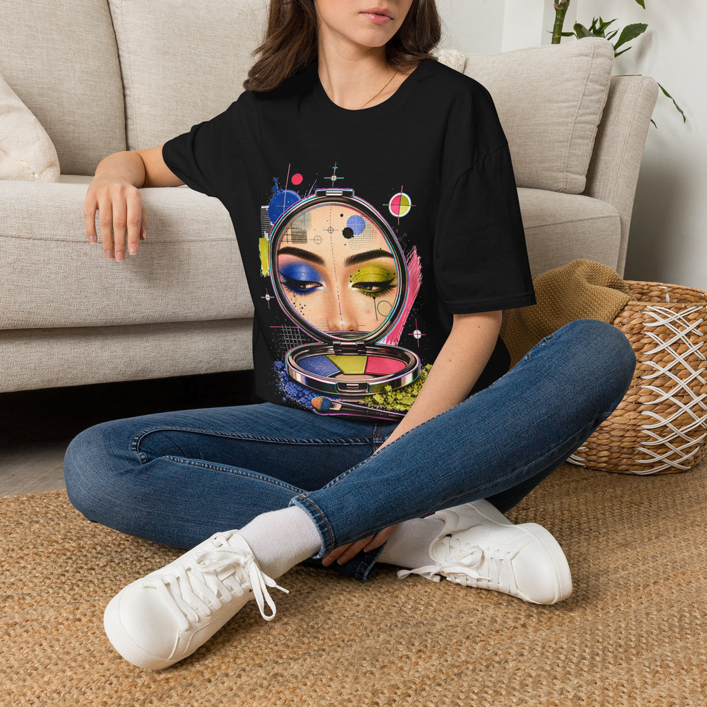 Symmetry Is Out Of Office Glitchy Glam Graphic T-Shirt