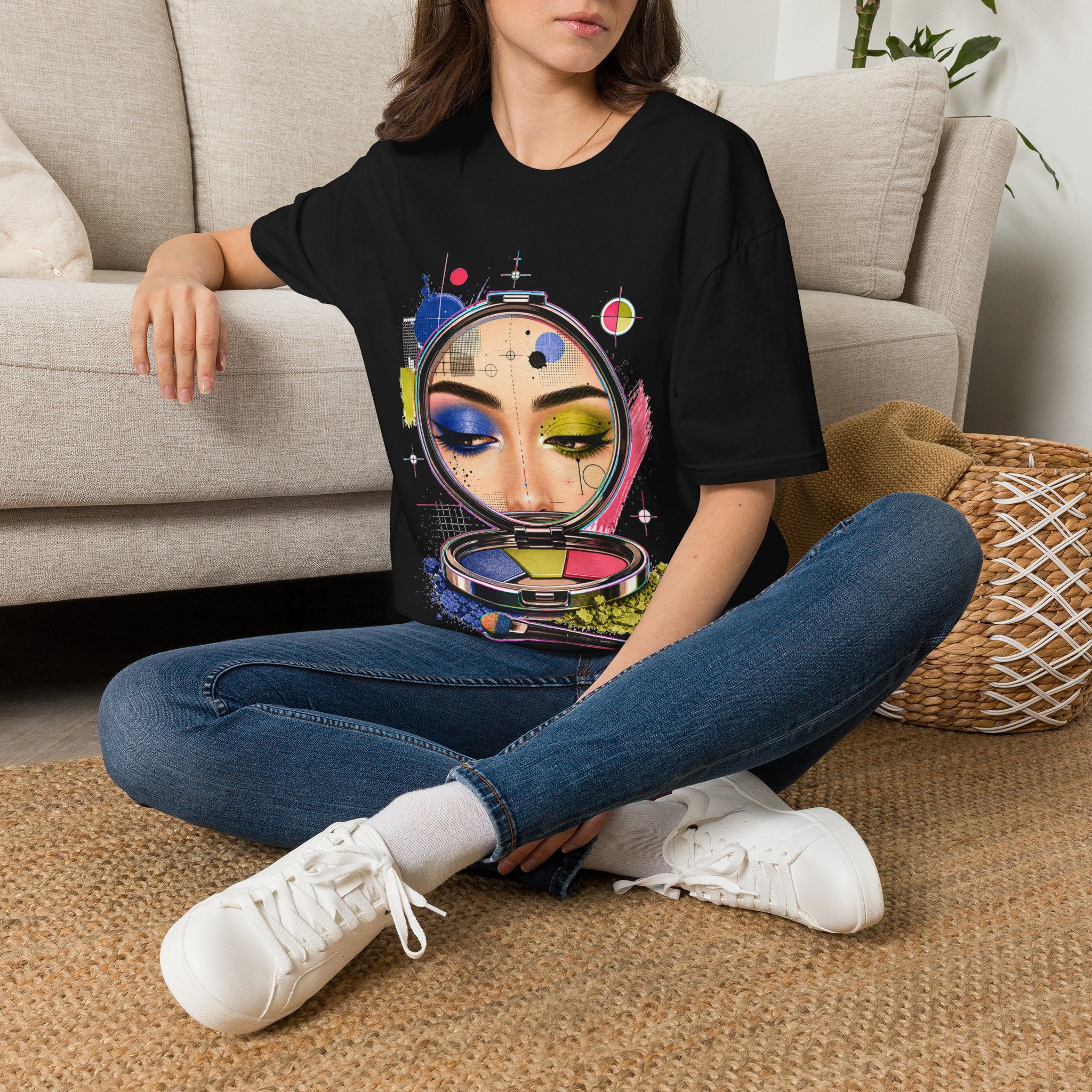 Symmetry Is Out Of Office Glitchy Glam Graphic T-Shirt