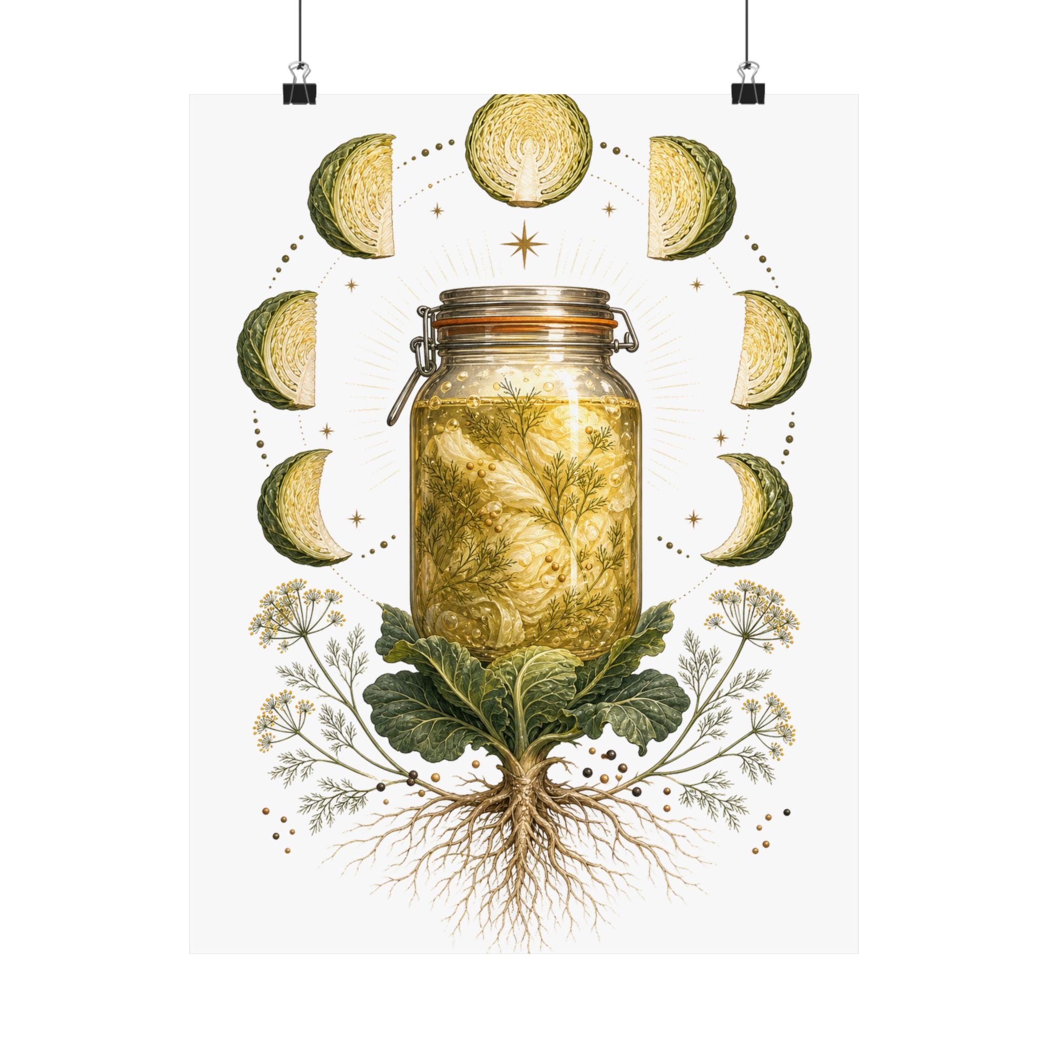 Fermentation Moon Cabbage Poster | Botanical Kitchen Wall Art