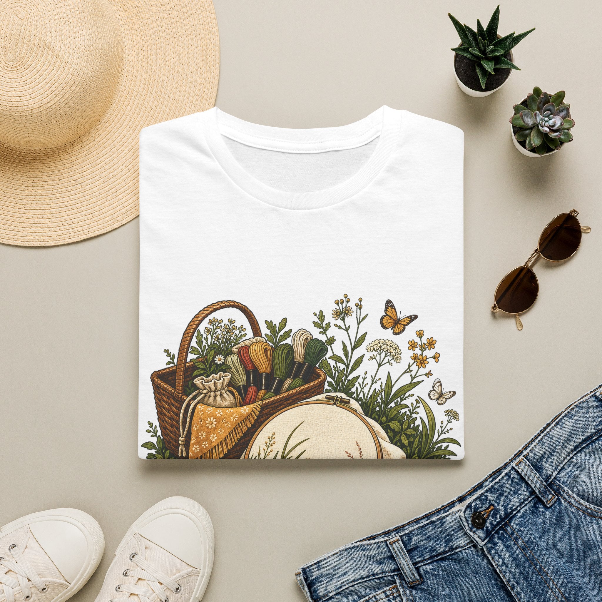 Touching Grass But Counting Stitches Embroidery Shirt