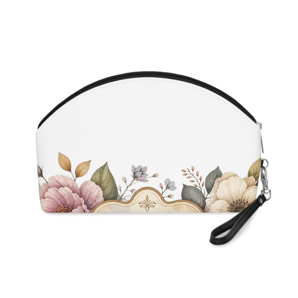 Soft Patina Floral Label Zipper Pouch