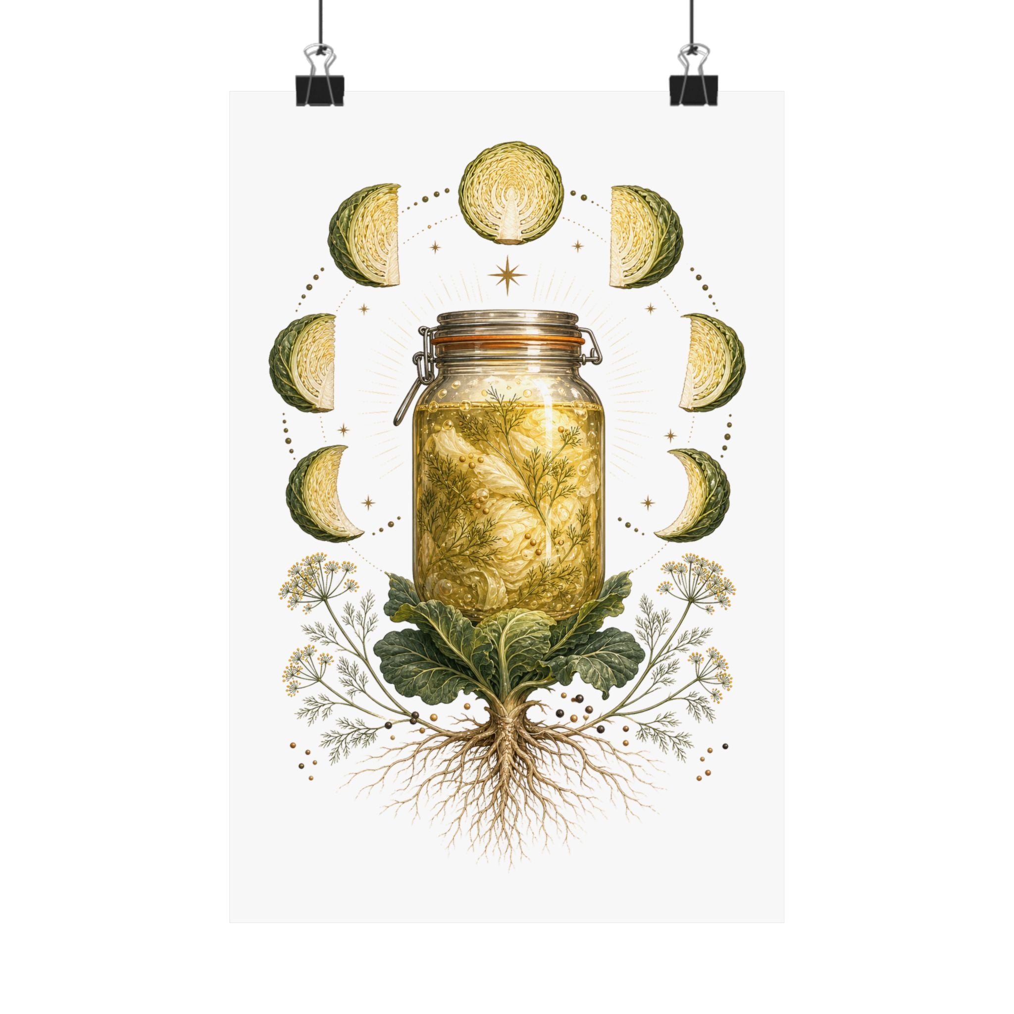 Fermentation Moon Cabbage Poster | Botanical Kitchen Wall Art