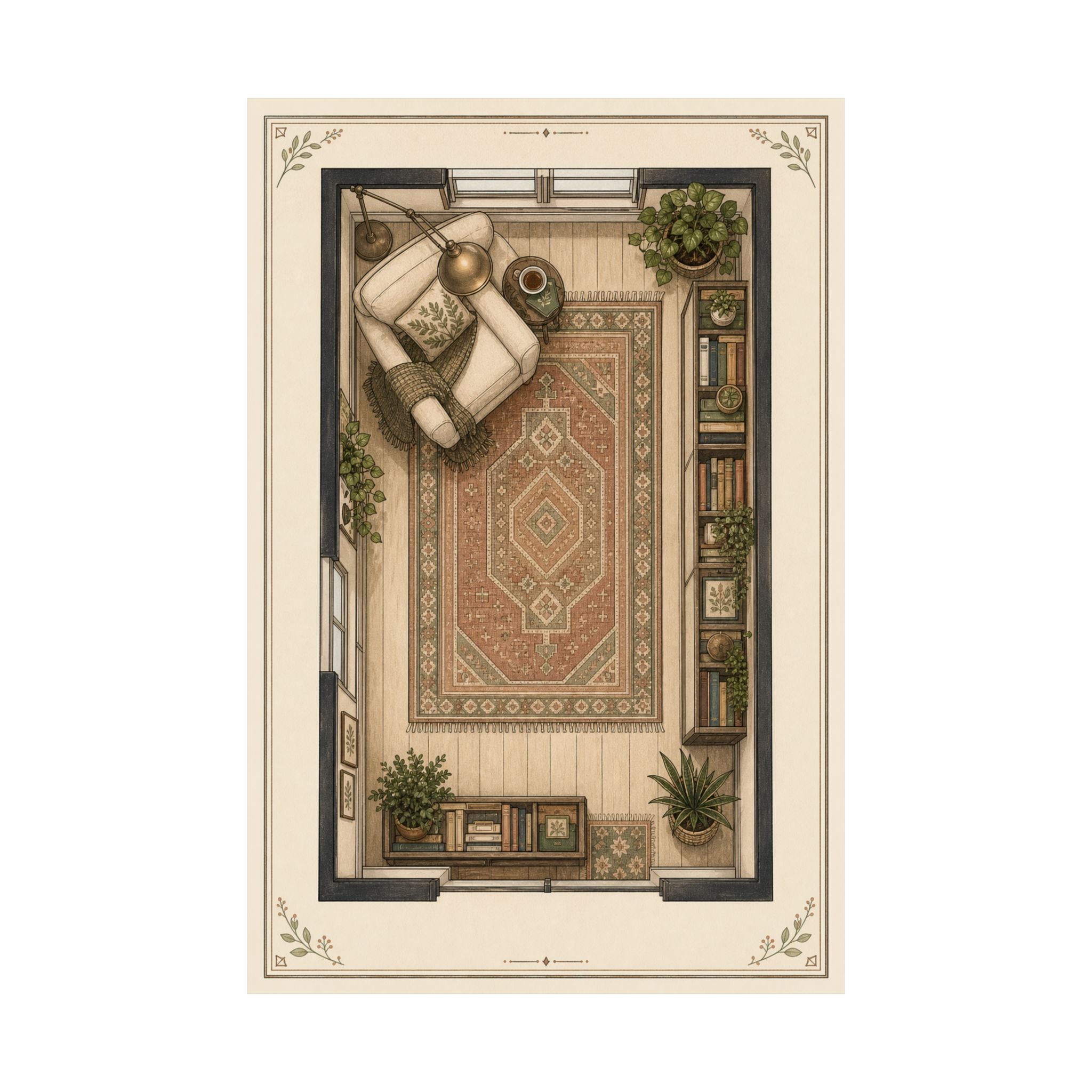 Reading Nook Floorplan Matte Poster