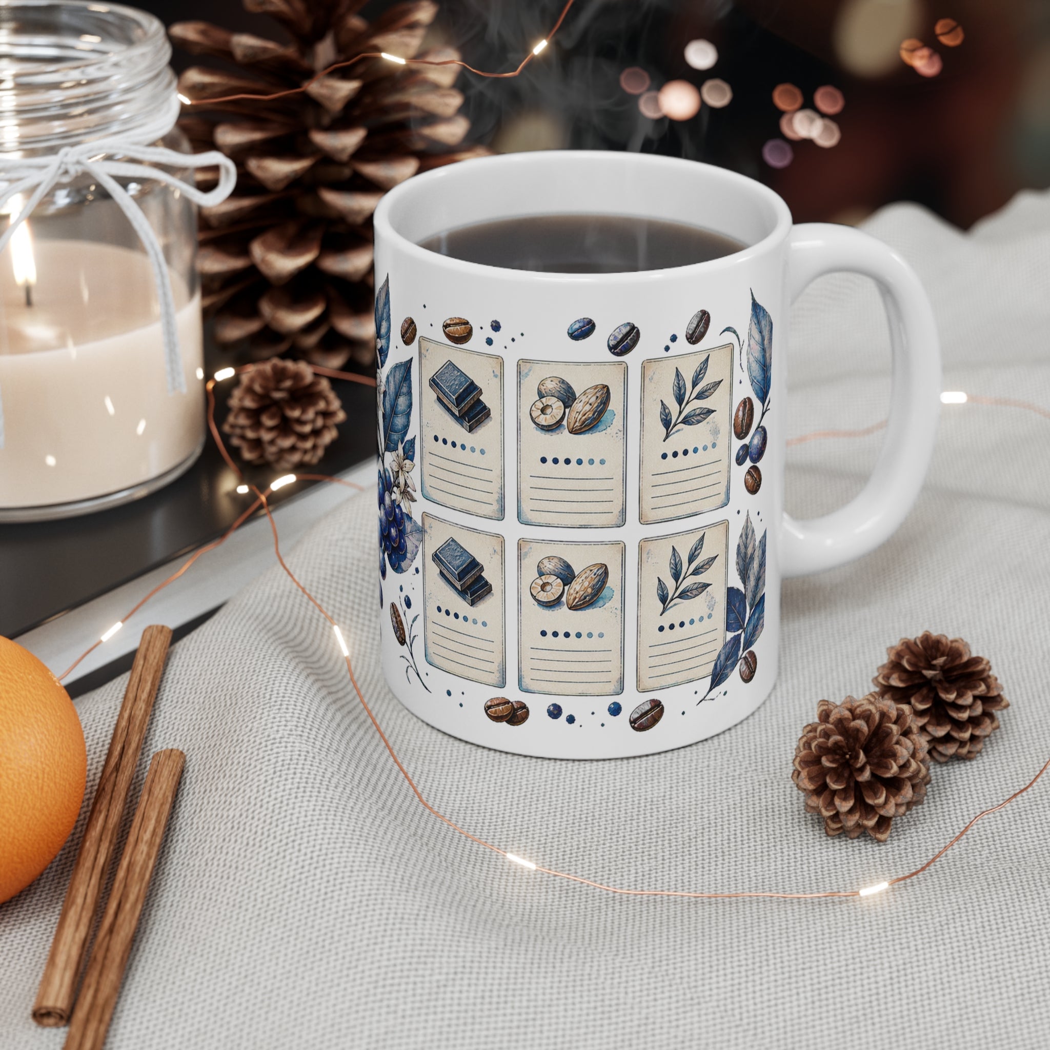 Patina-Blue Coffee Tasting Notes Grid Mug