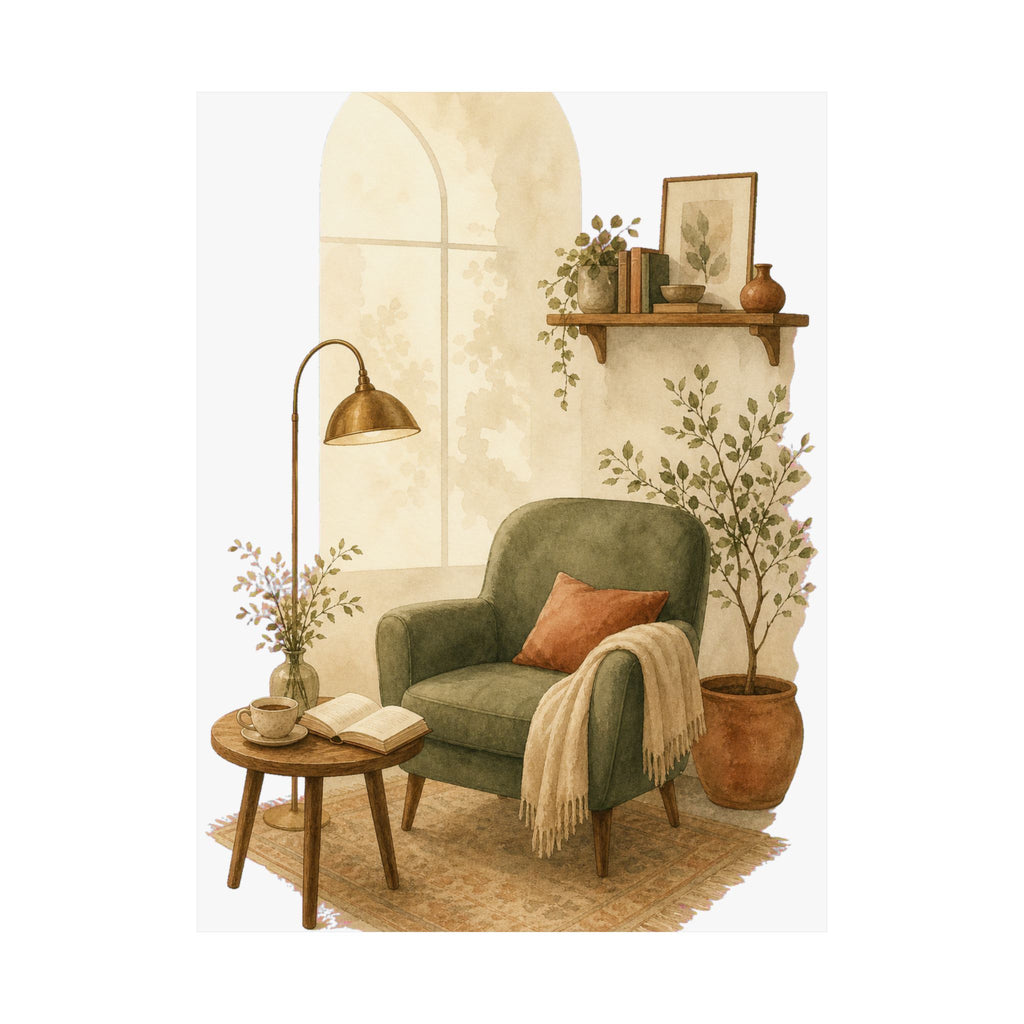Minimal Reading Nook Art Print