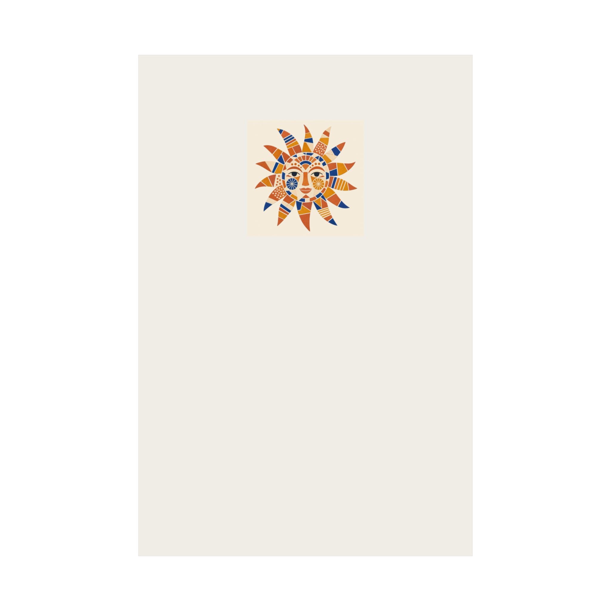 Mosaic Sun Wall Art Print for Colorful Craft Room Decor