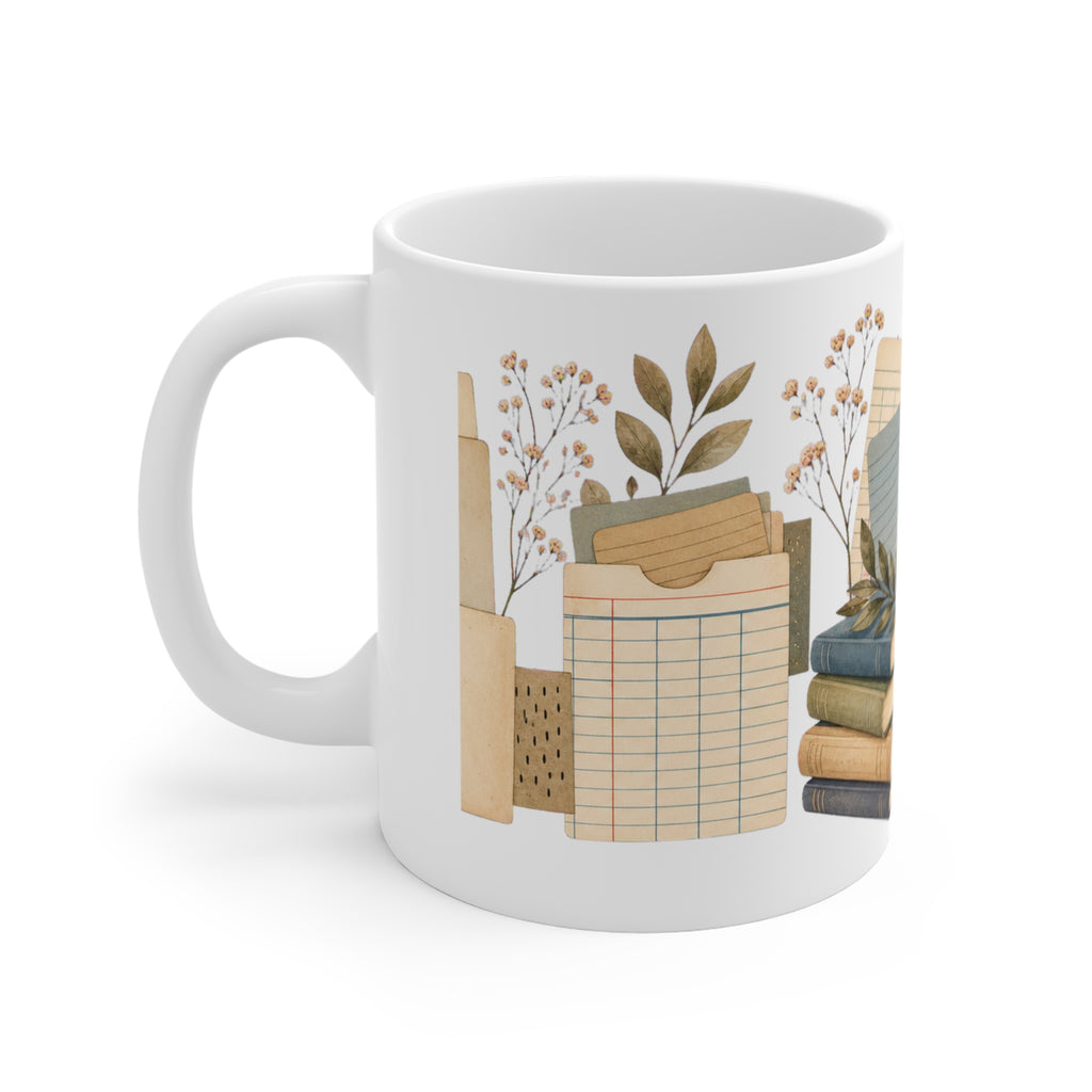Library Checkout Card Pattern Muted Mug