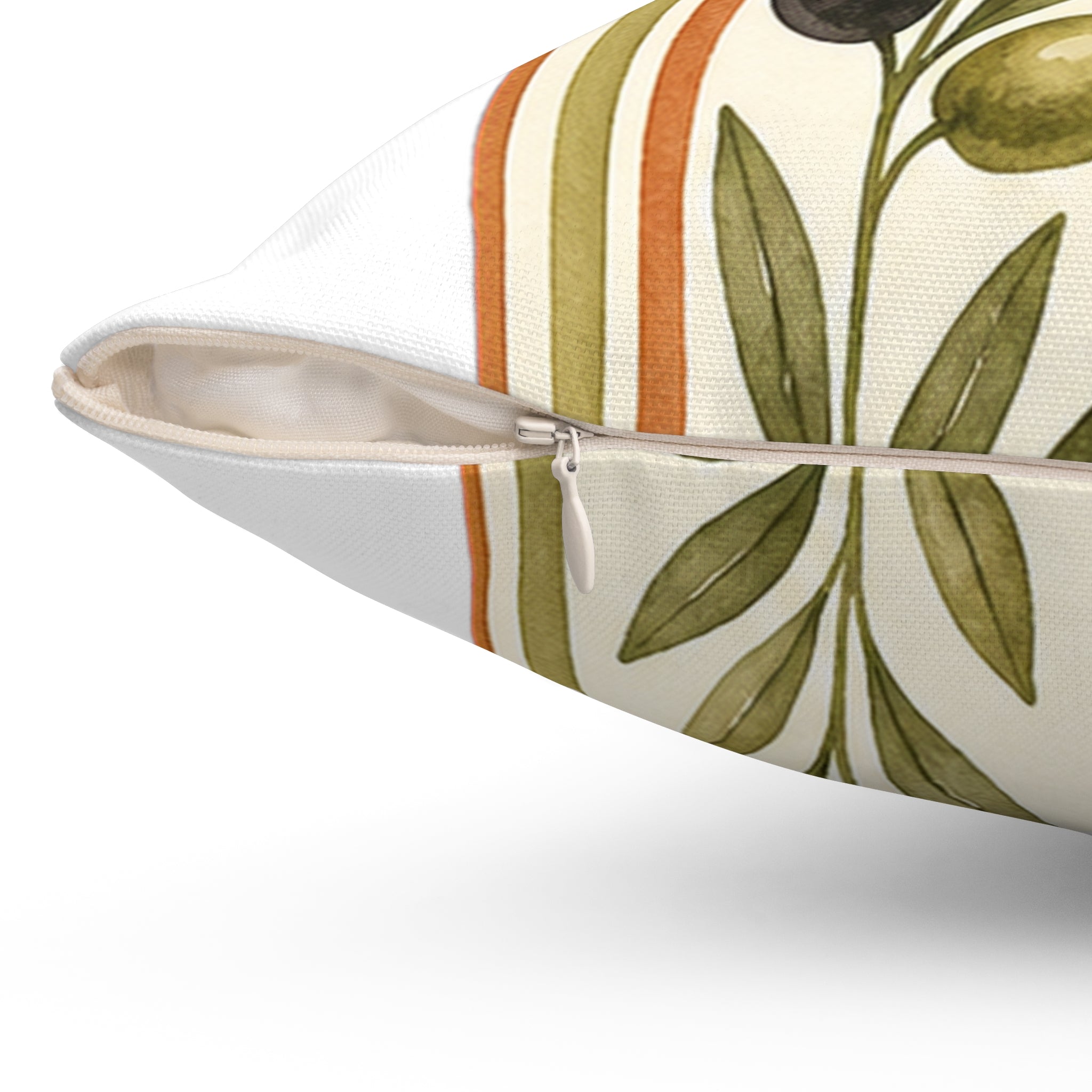 Olive/Clay Stripe Pattern Throw Pillow