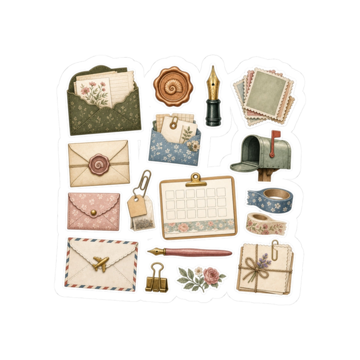 Pen Pal Pocket Post Sticker Sheet | Snail Mail Club Stationery Stickers